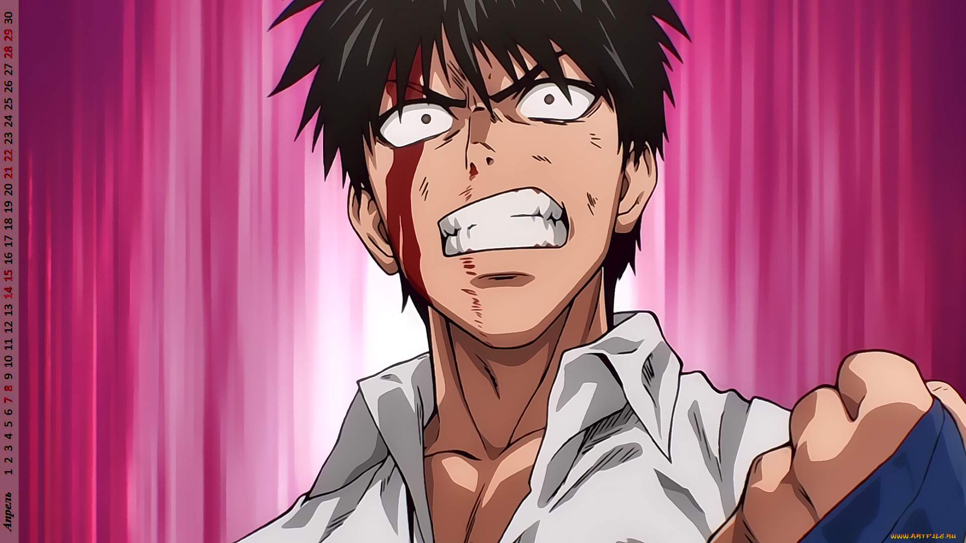 календари, аниме, парень, эмоции, взгляд