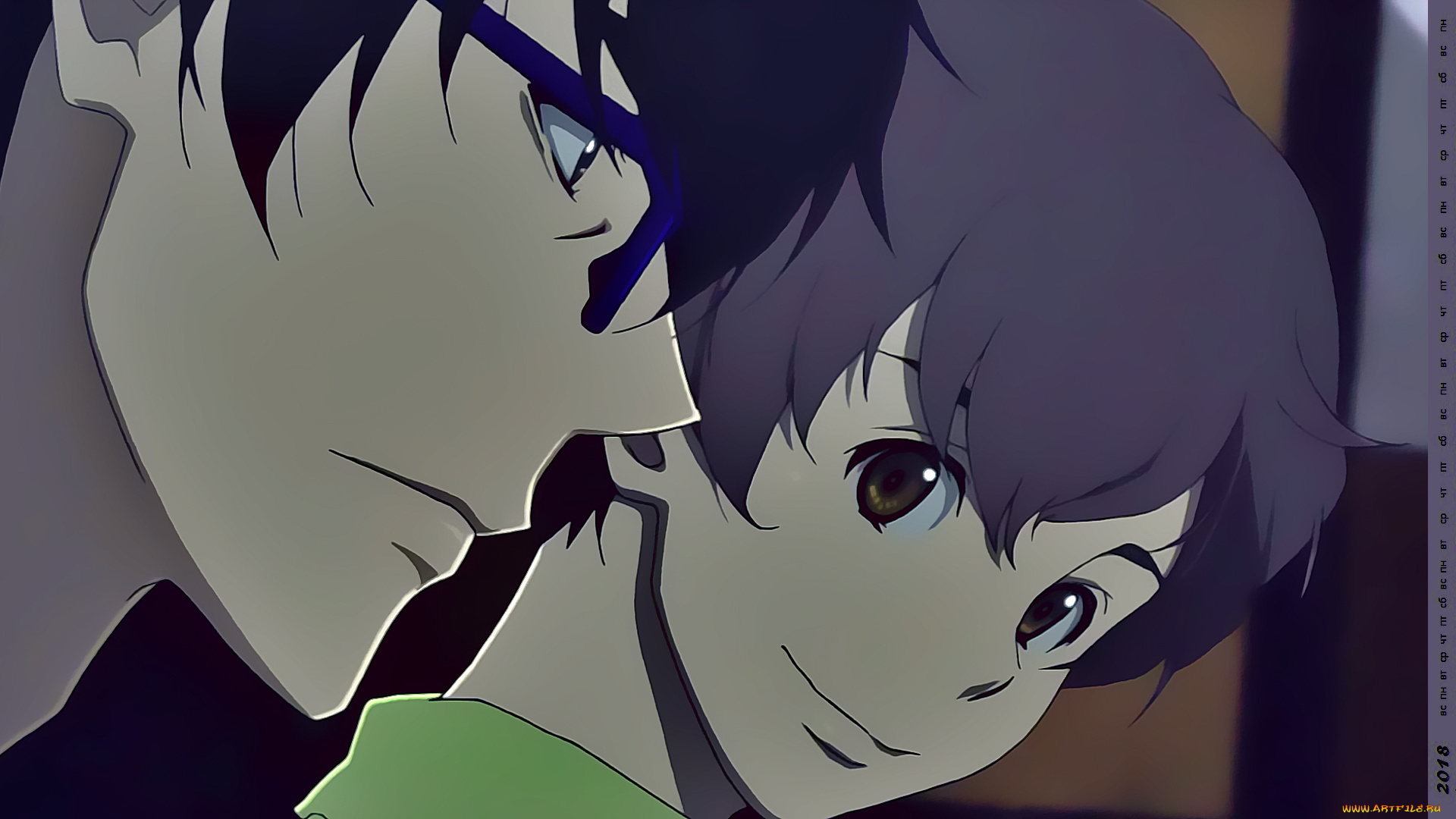 календари, аниме, взгляд, парень, двое, лицо