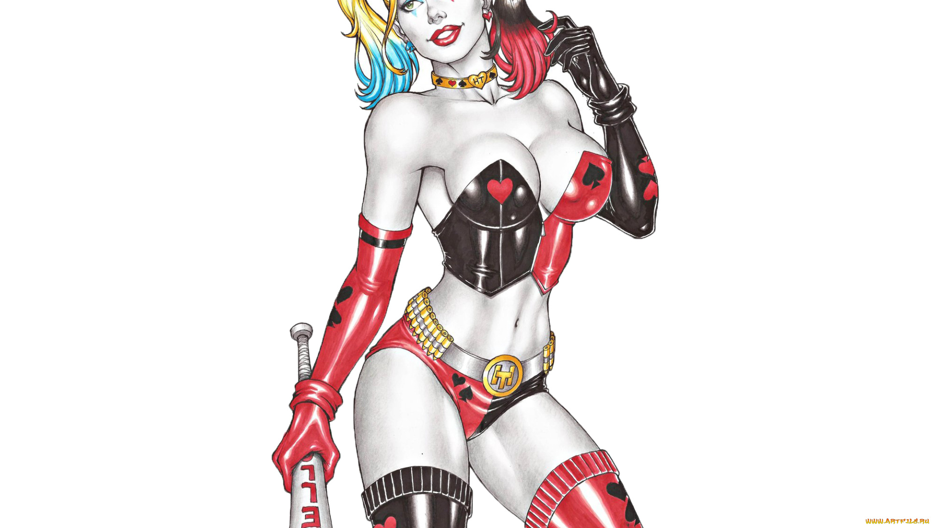 рисованное, комиксы, девушка, фон, униформа, бита