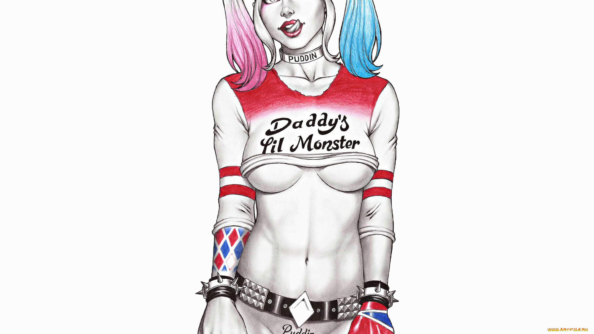 рисованное, комиксы, девушка, фон, взгляд, тату