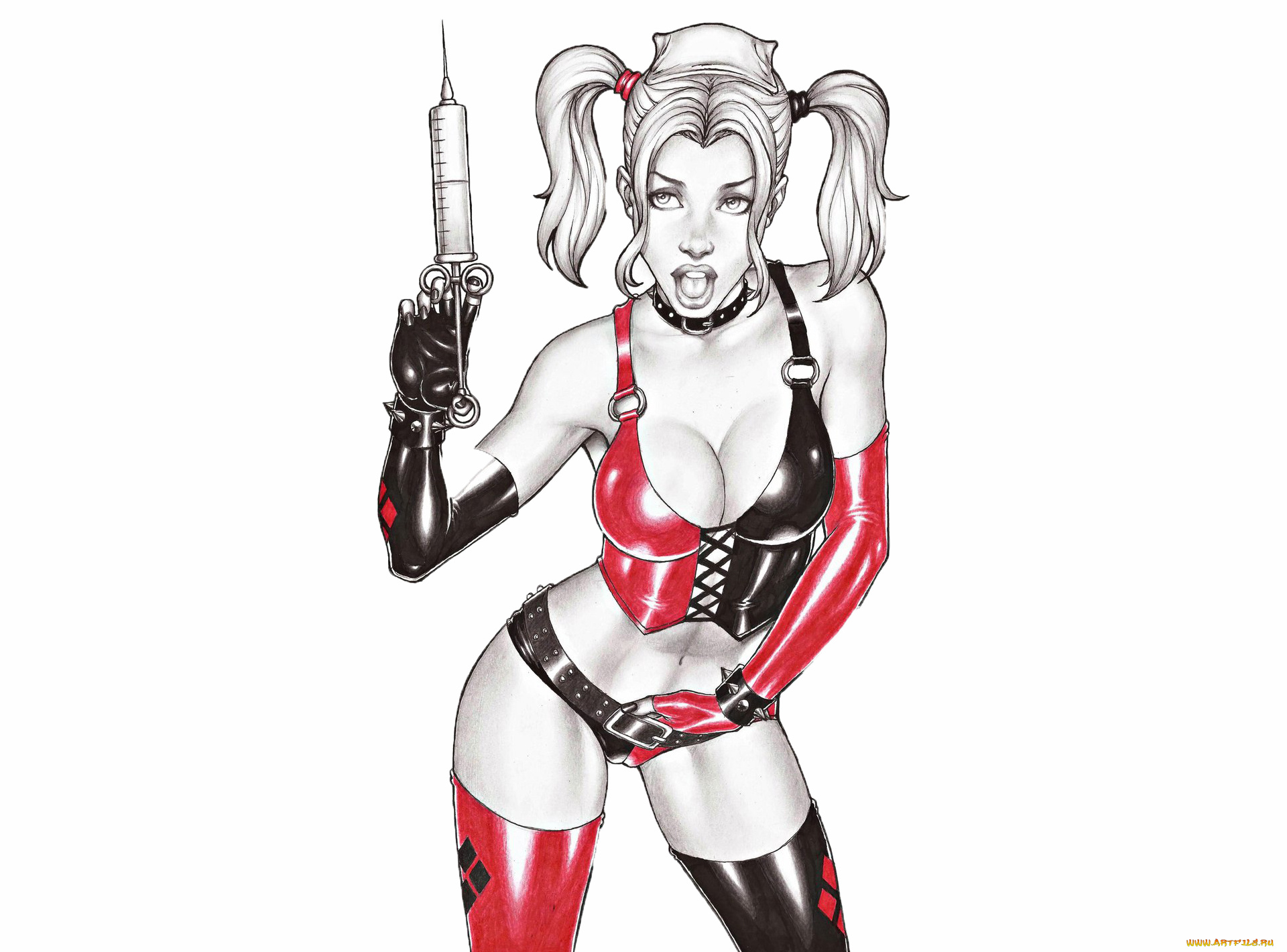 рисованное, комиксы, девушка, фон, шприц, униформа