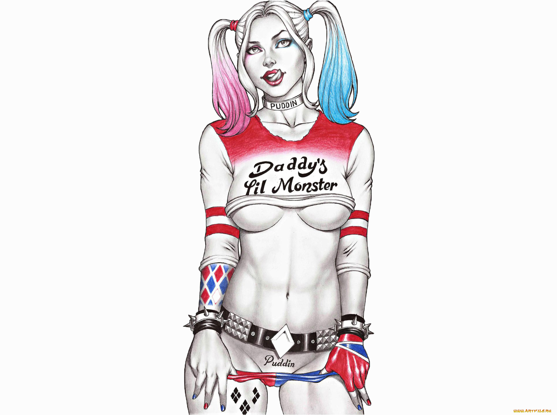 рисованное, комиксы, девушка, фон, взгляд, тату