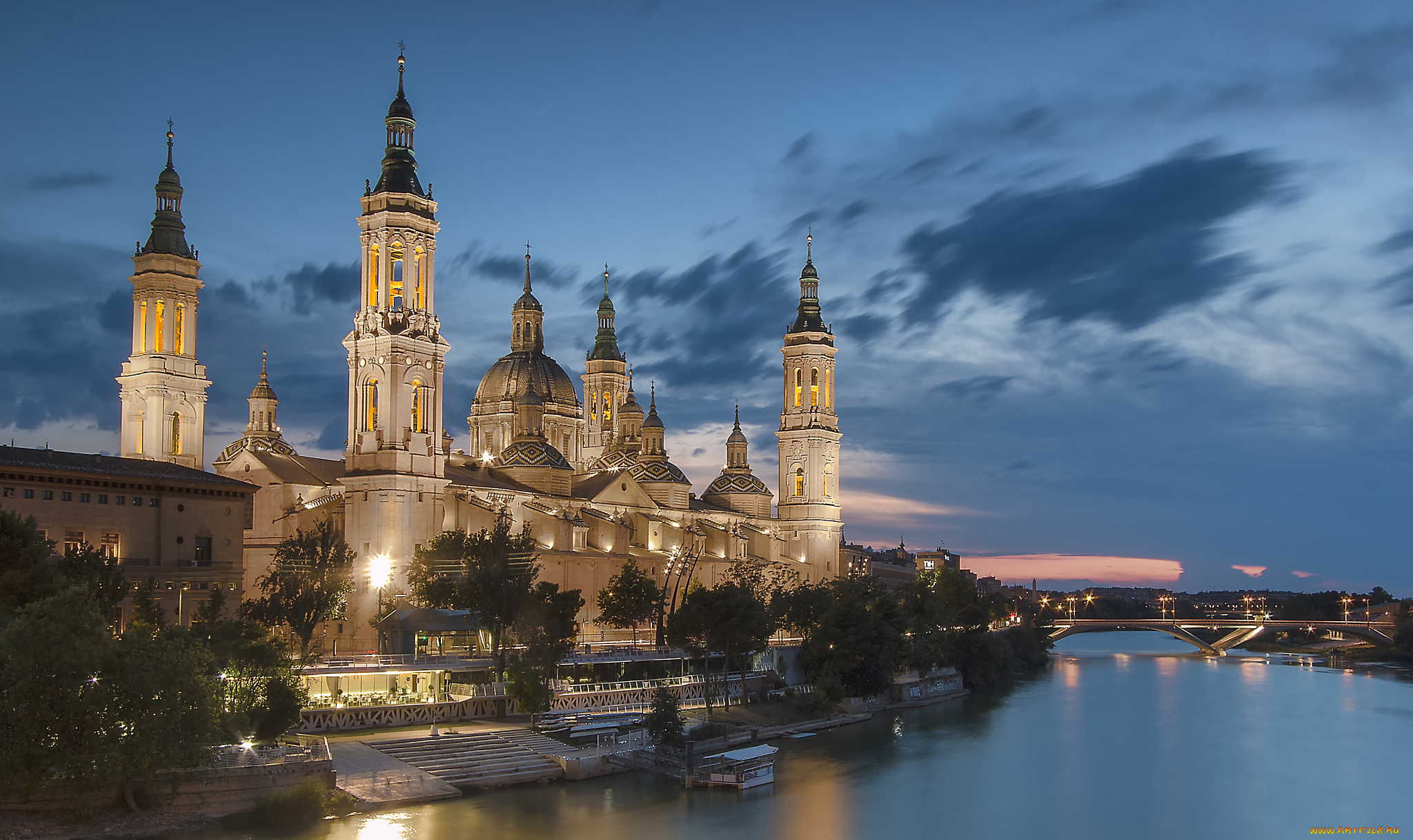 basilica, del, pilar, города, -, католические, соборы, , костелы, , аббатства, собор, река