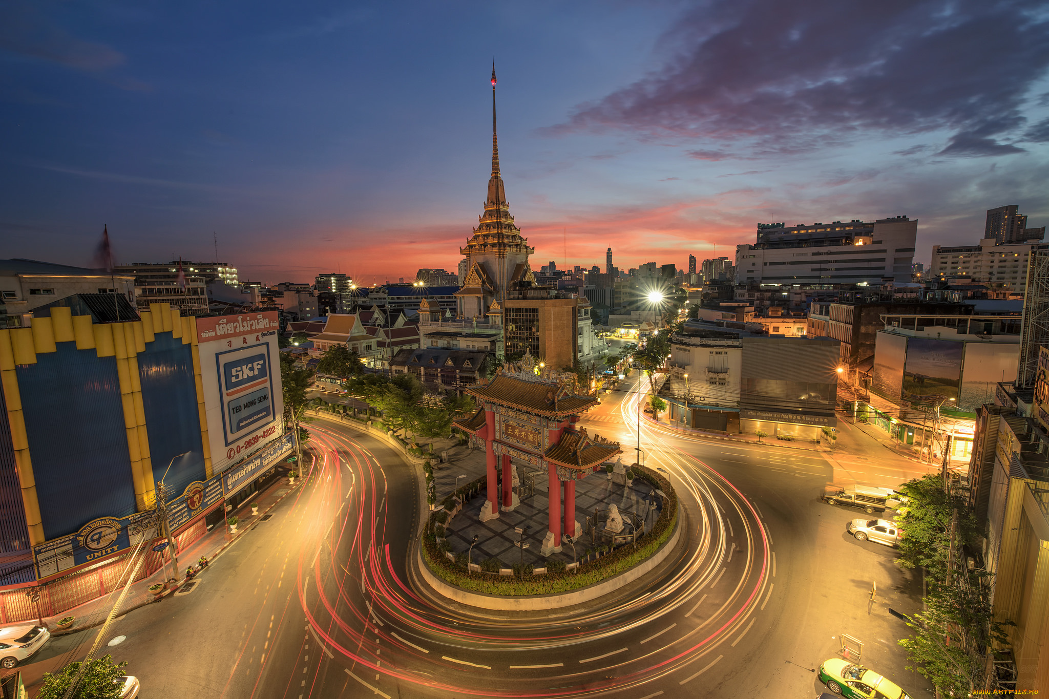 bangkok`s, chinatown, города, бангкок, , таиланд, огни, ночь