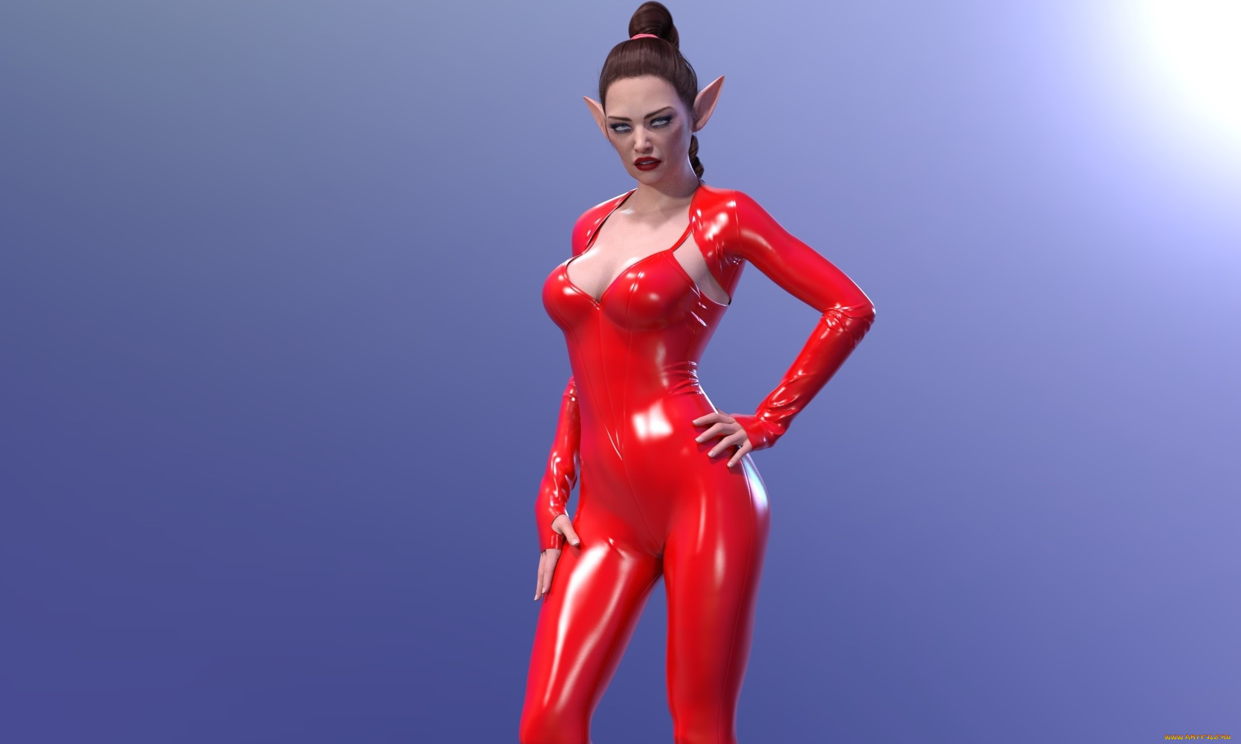 3д, графика, эльфы, , elves, взгляд, фон, эльфийка