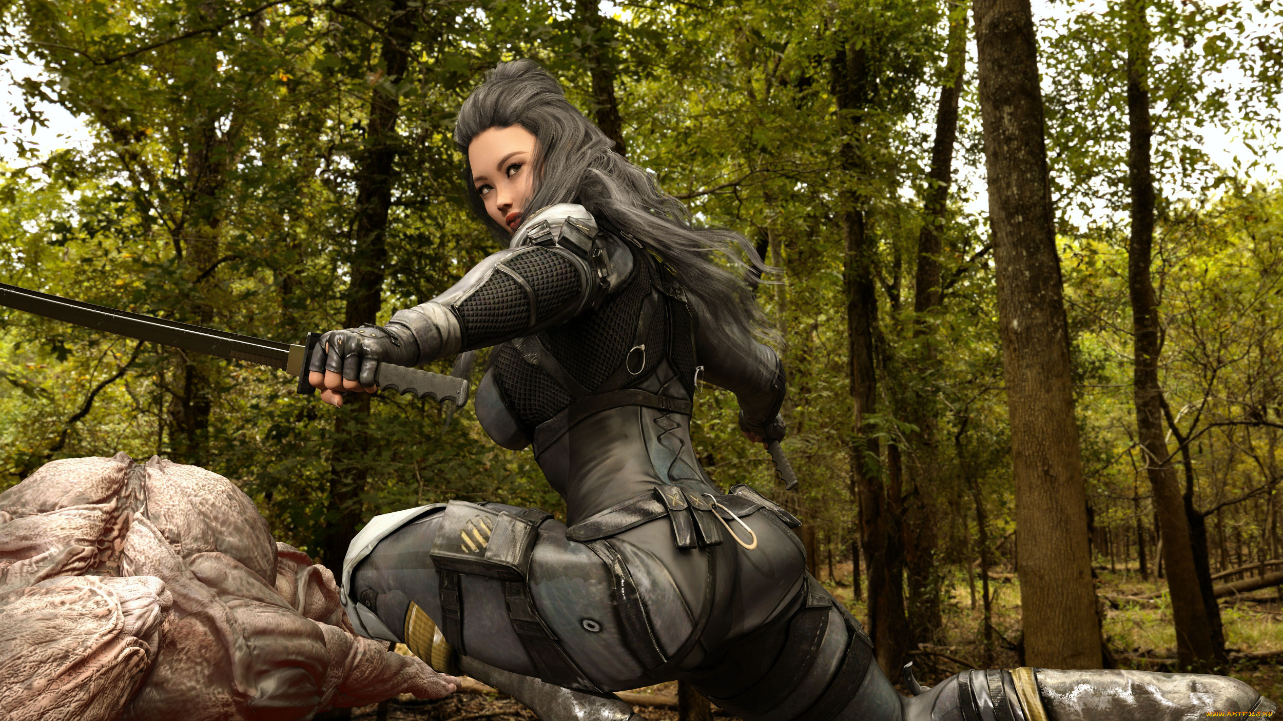 3д, графика, фантазия, , fantasy, девушка, взгляд, фон