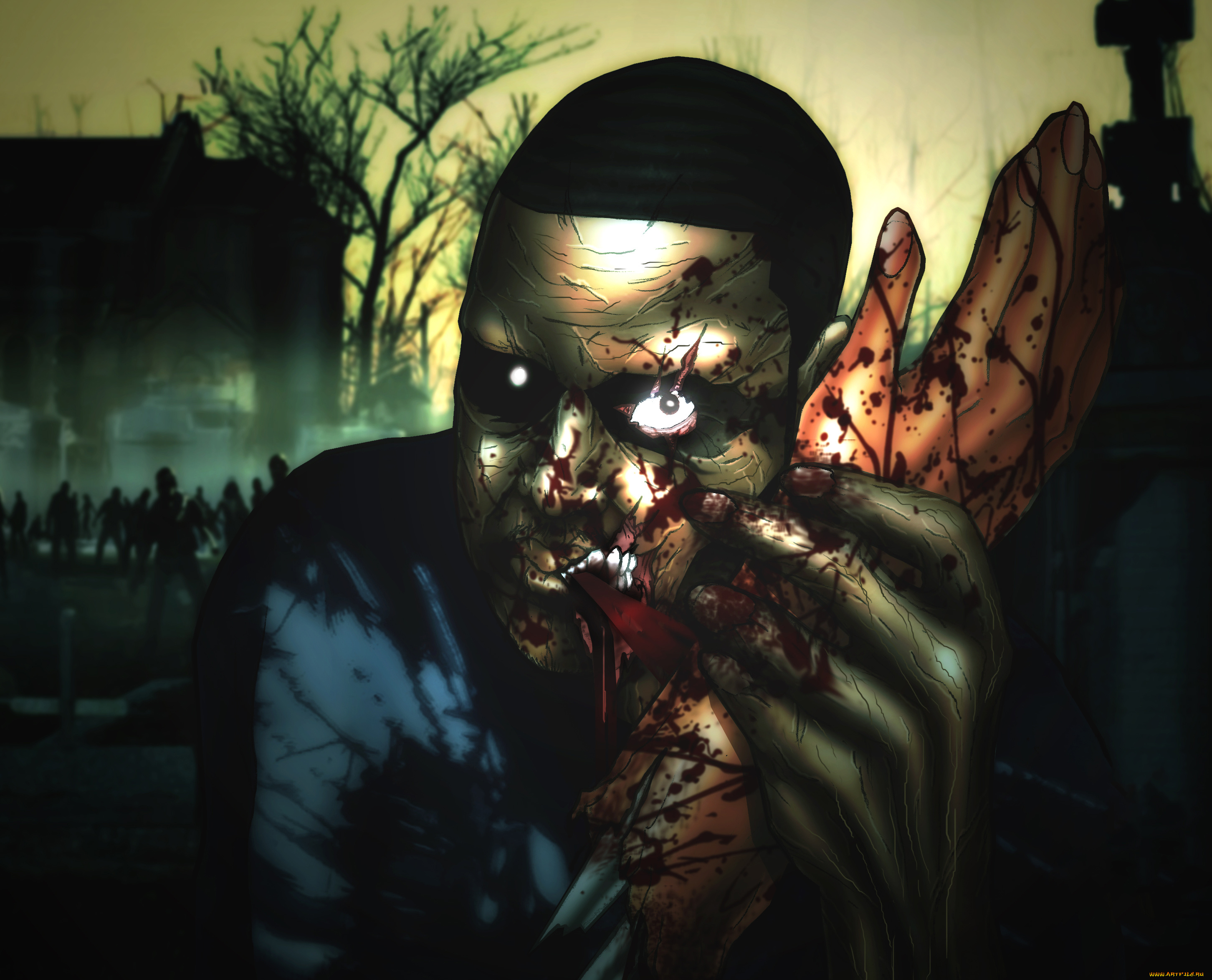 фэнтези, нежить, мужчина, фон, взгляд, кровь