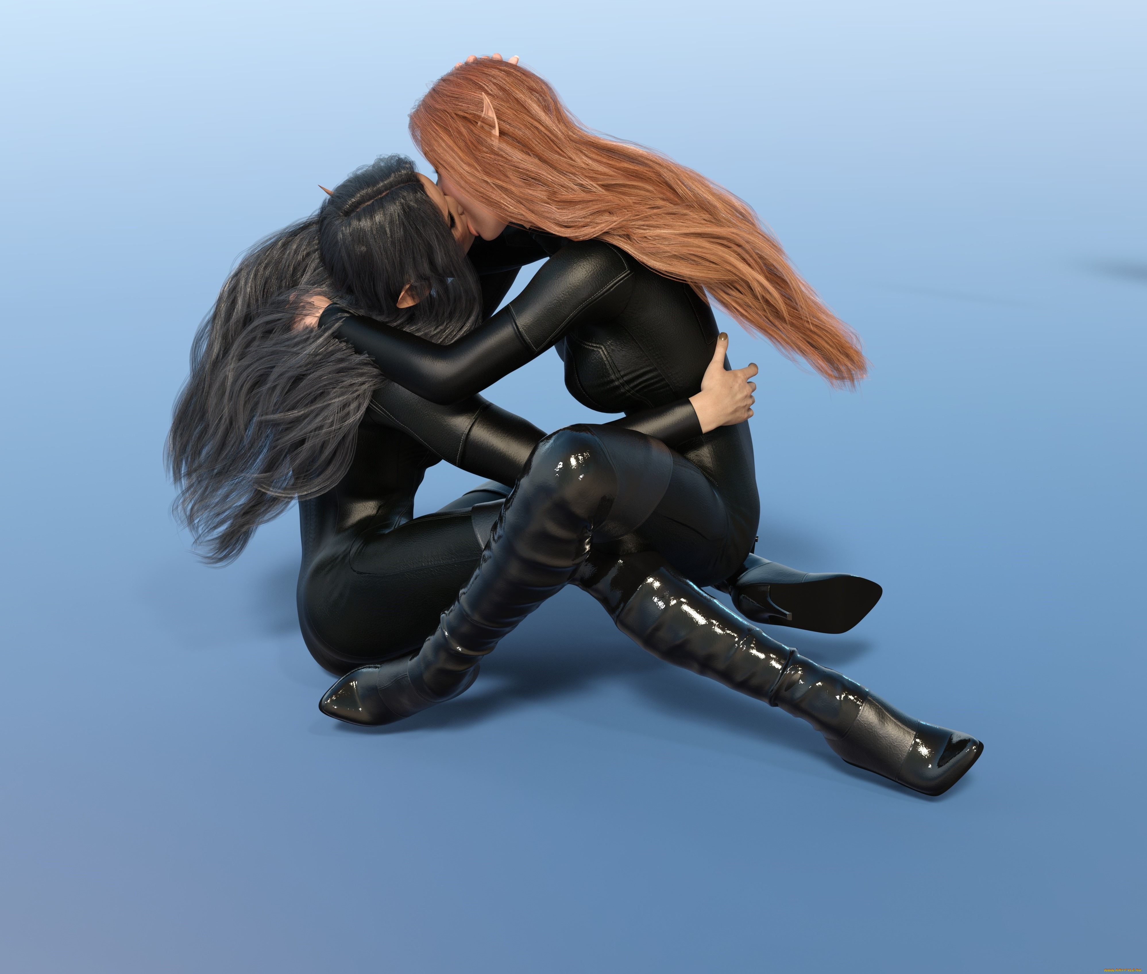 3д, графика, эльфы, , elves, фон, взгляд, эльфийка