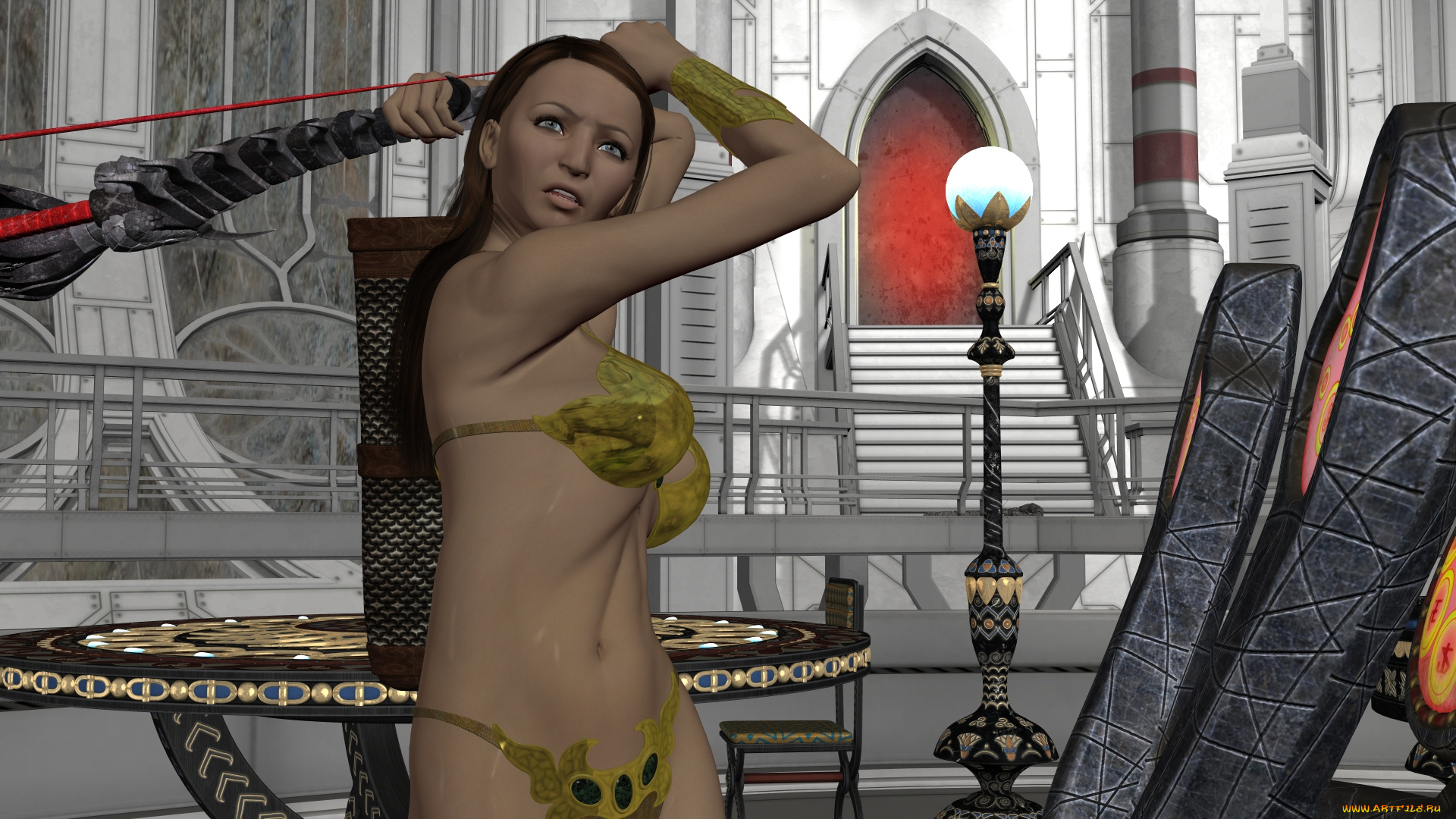 3д, графика, фантазия, , fantasy, фон, взгляд, девушка