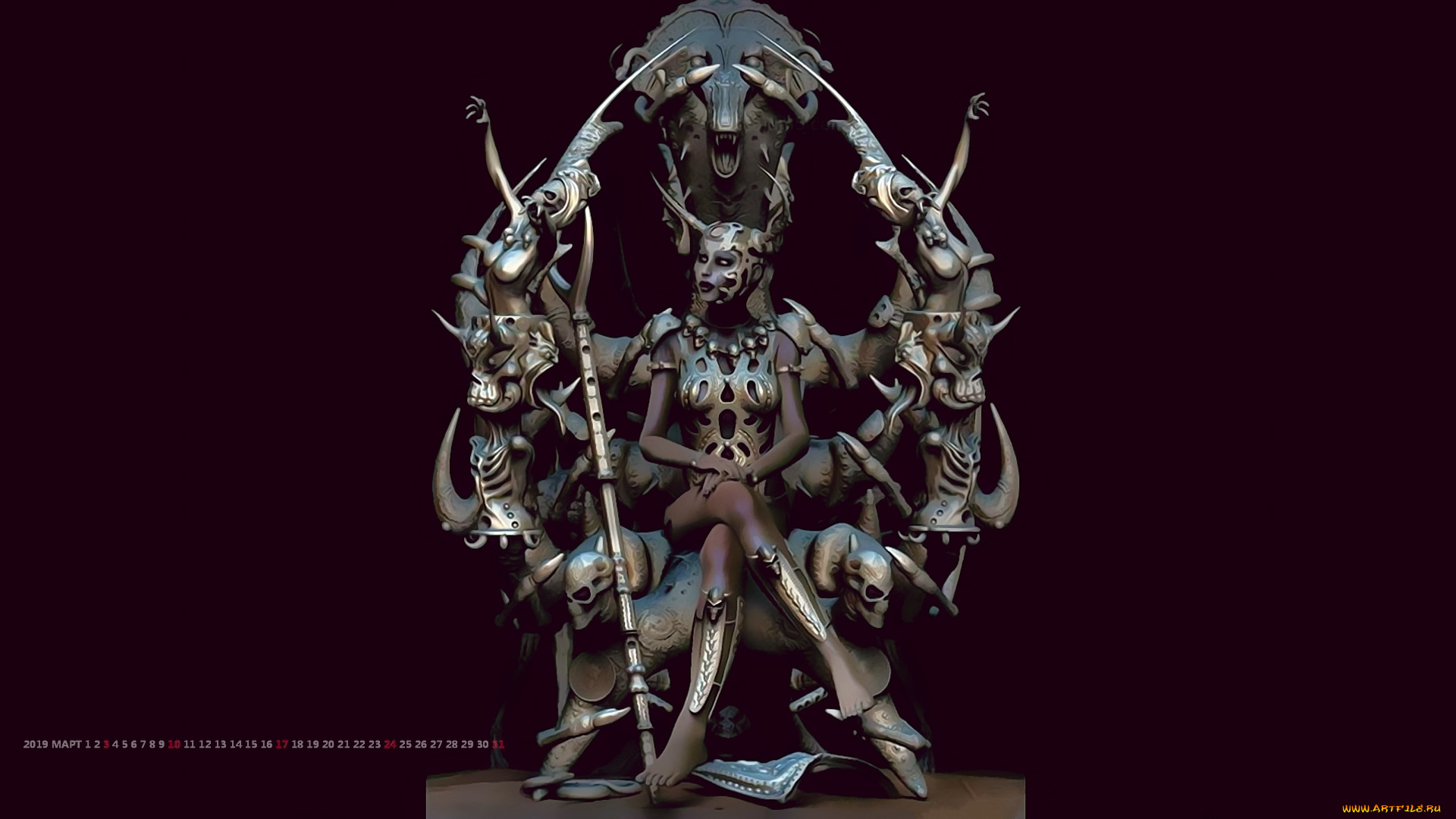 календари, 3д-графика, оружие, девушка