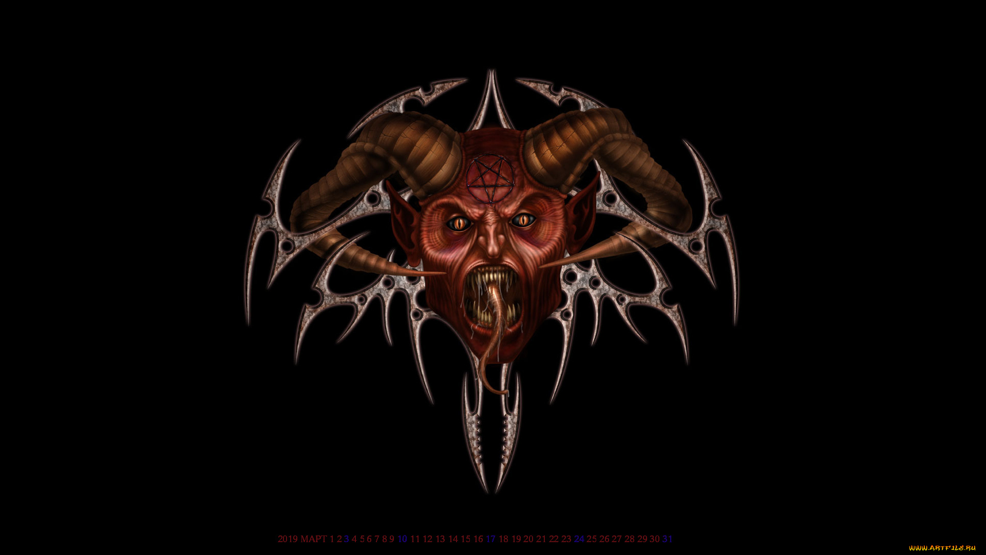 календари, фэнтези, рога, демон