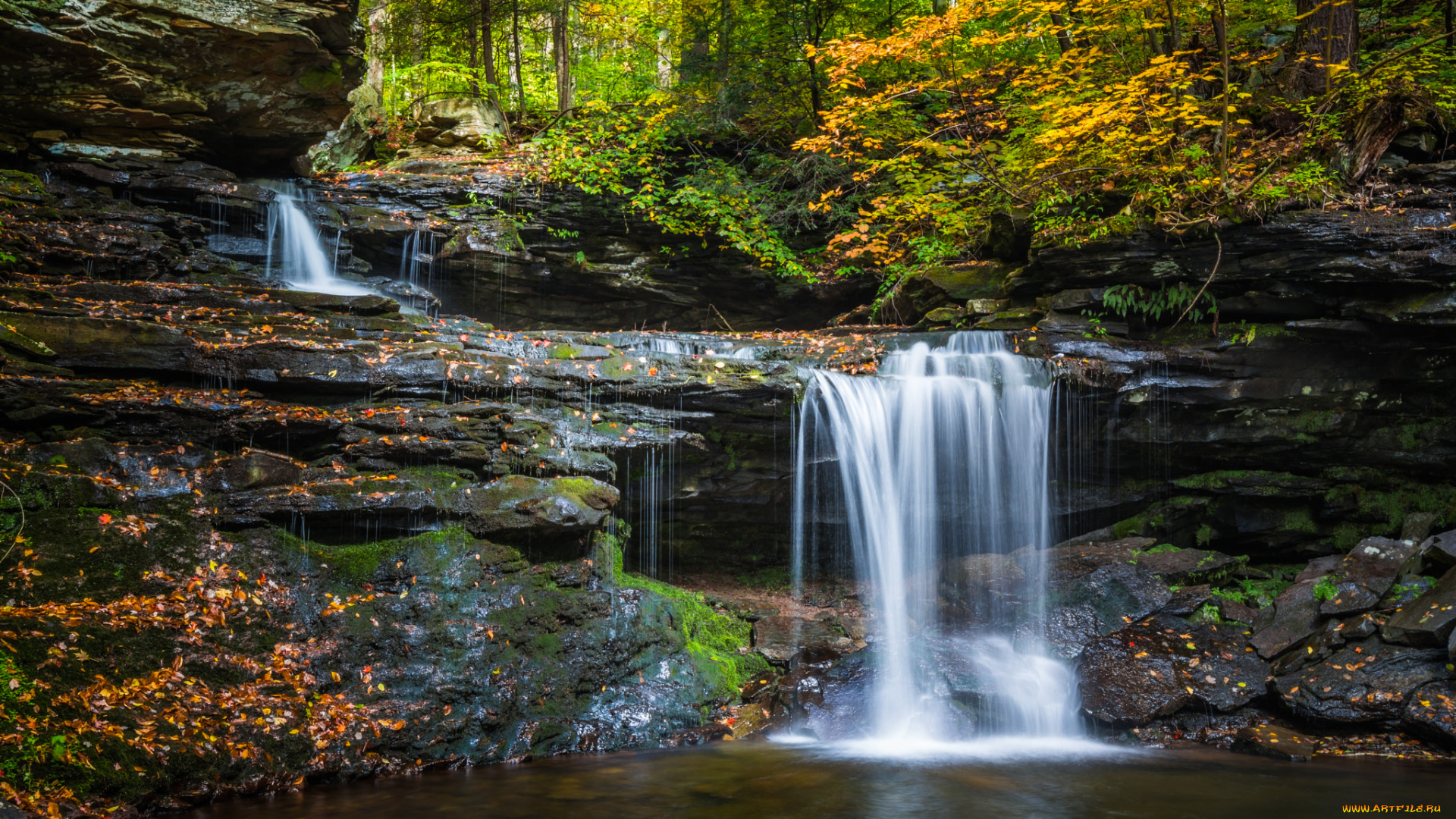 природа, водопады, водопад, река, камни