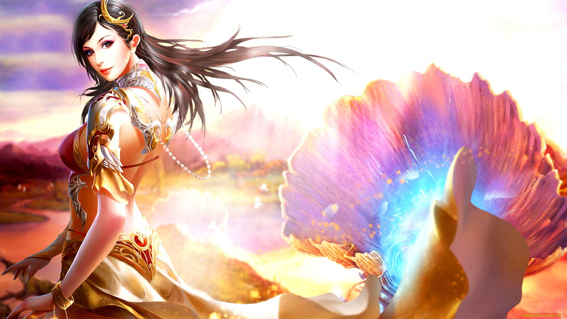 видео, игры, league, of, angels, украшения, брюнетка, свет, искры