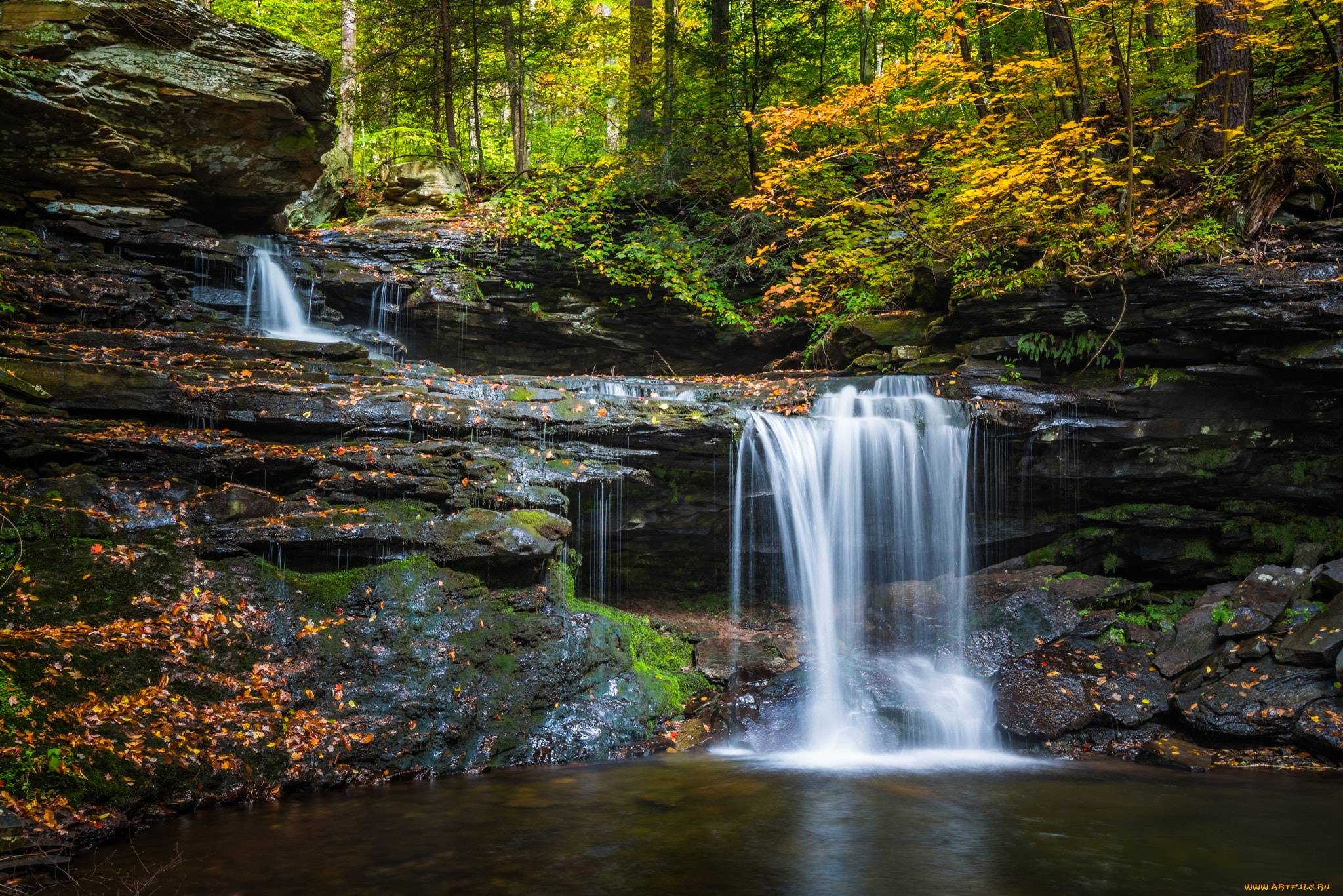 природа, водопады, водопад, река, камни