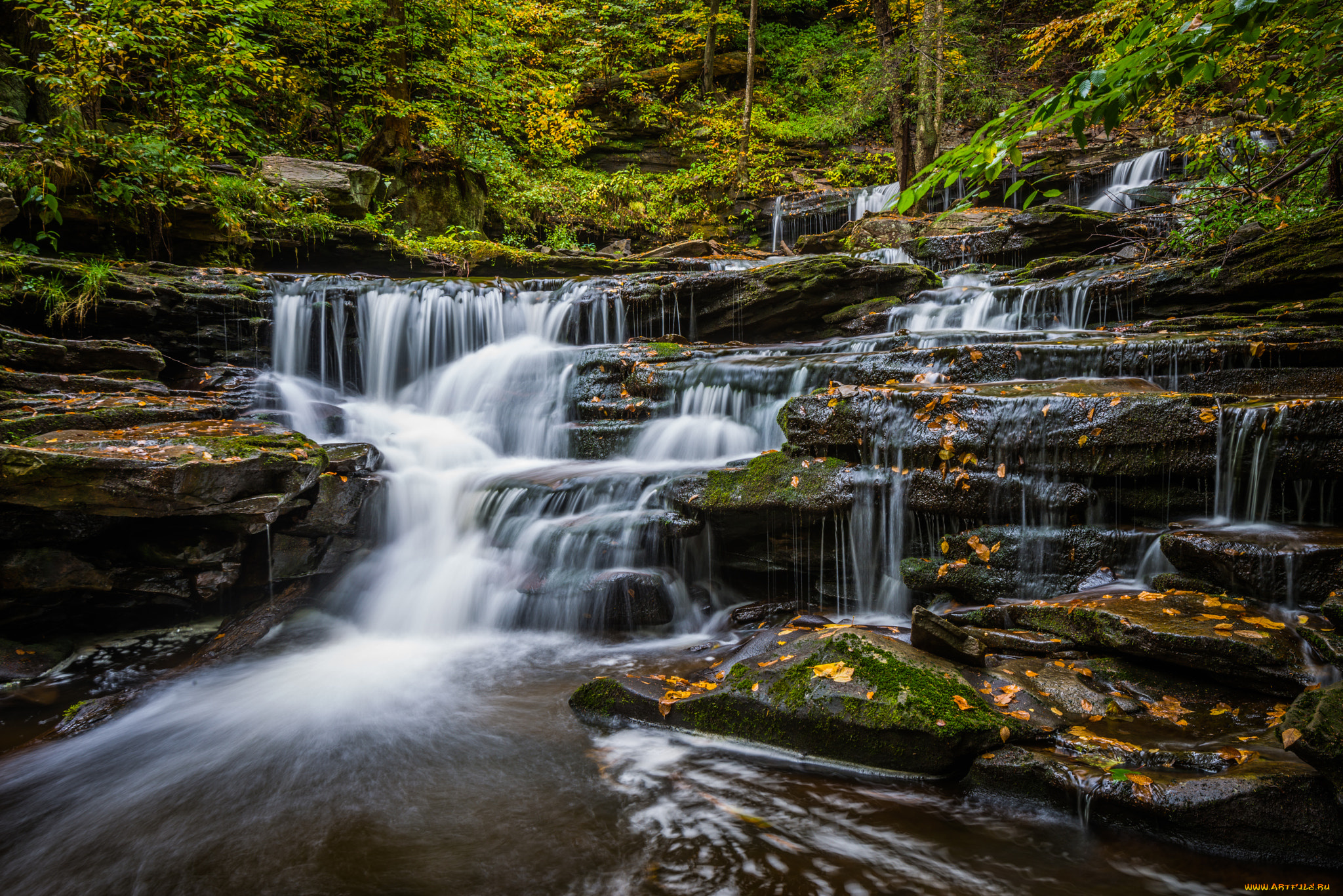 природа, водопады, водопад, река, камни