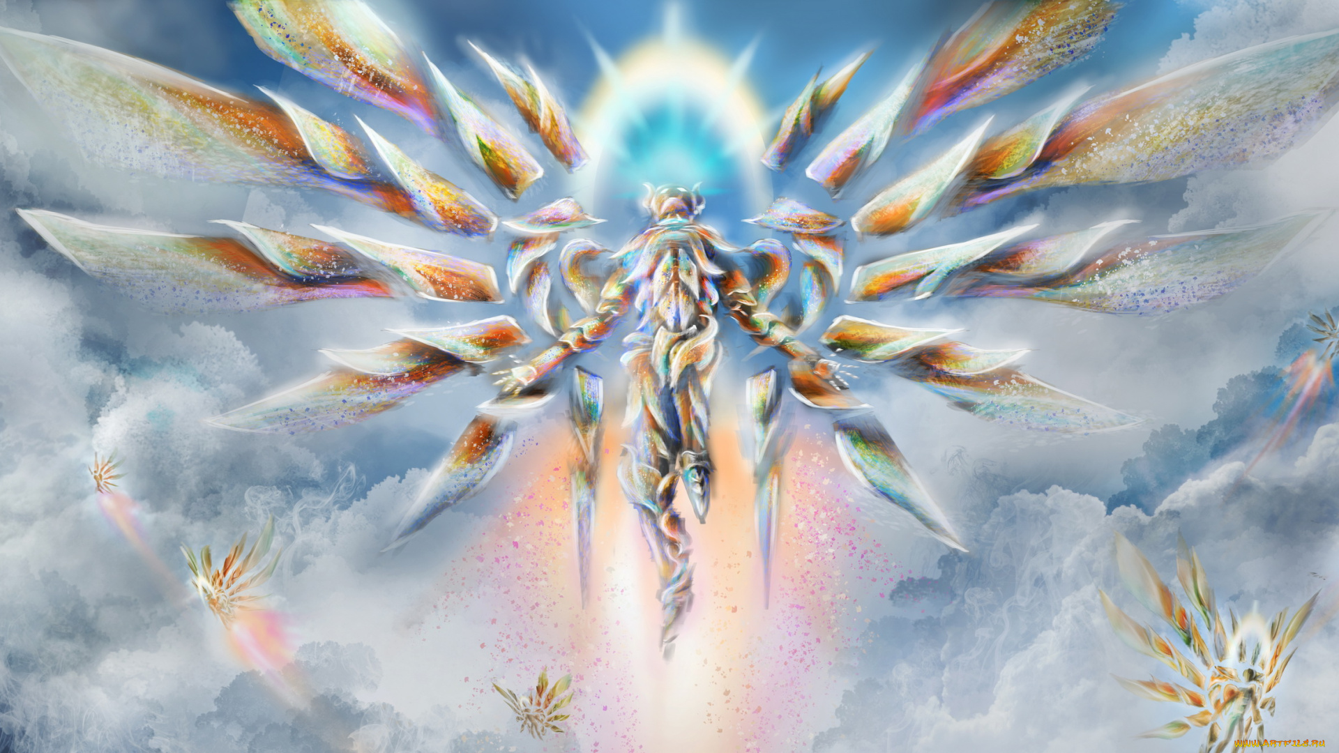 фэнтези, ангелы, существо, фон, крылья