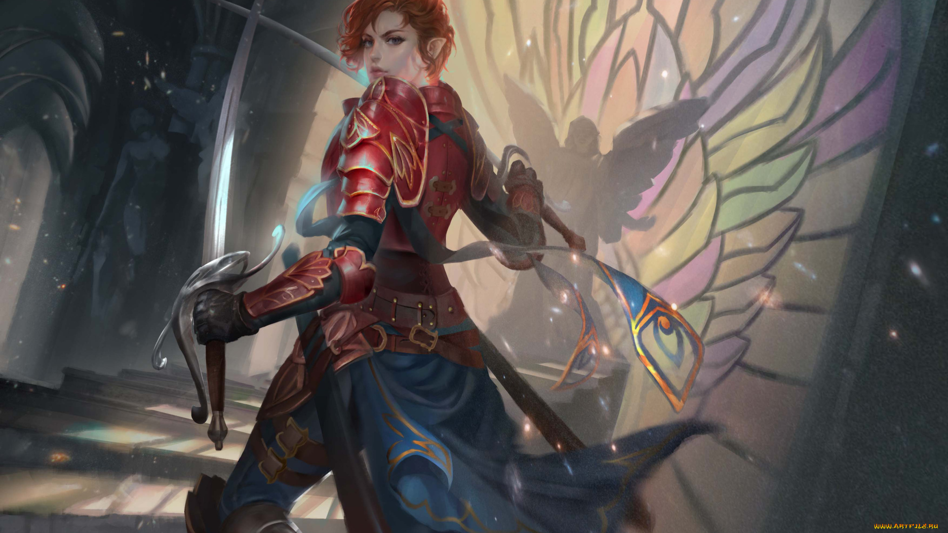 видео, игры, magic, , the, gathering, -, other, девушка, фон, взгляд, униформа, сабля