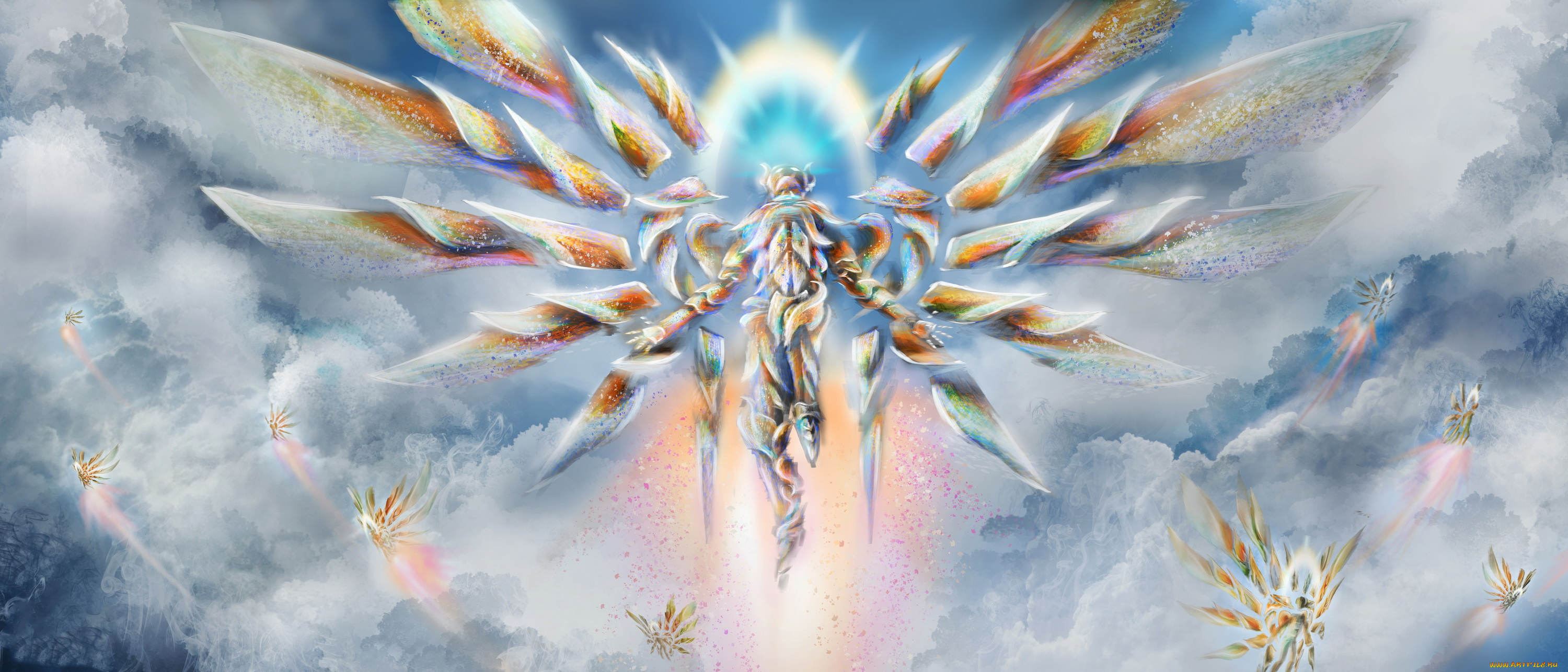 фэнтези, ангелы, существо, фон, крылья