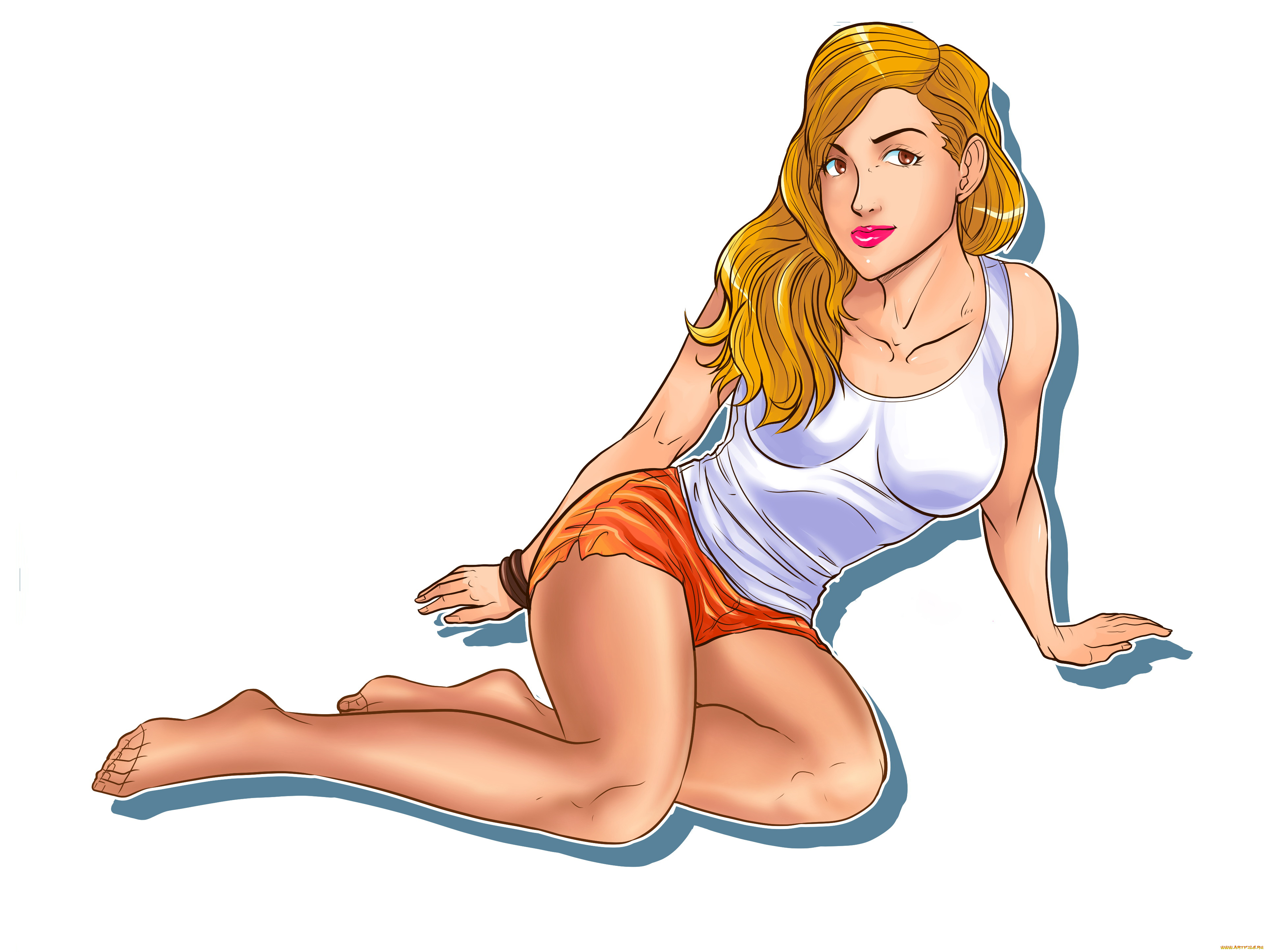 рисованное, люди, девушка, фон, взгляд