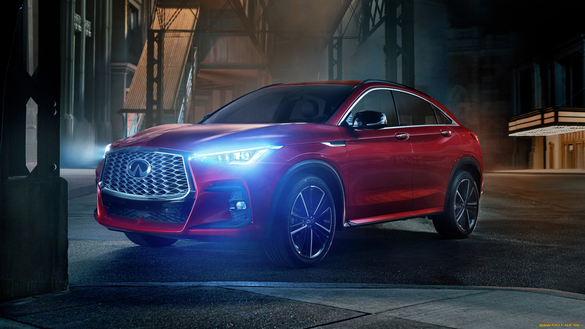 автомобили, infiniti, красный, 2022, qx55, awd