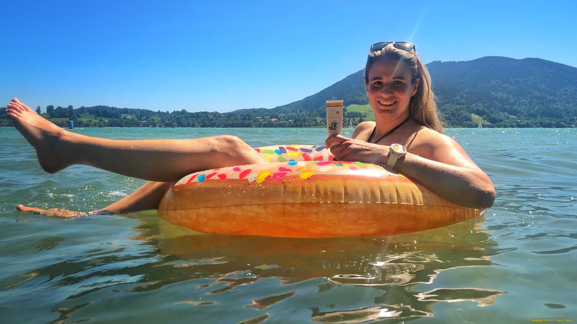 девушки, -, блондинки, , светловолосые, очки, часы, крем, круг, море