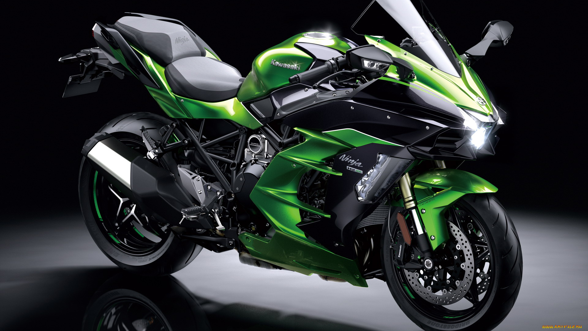 kawasaki, ninja, h2, sx, мотоциклы, kawasaki, мотоцикл, зеленый