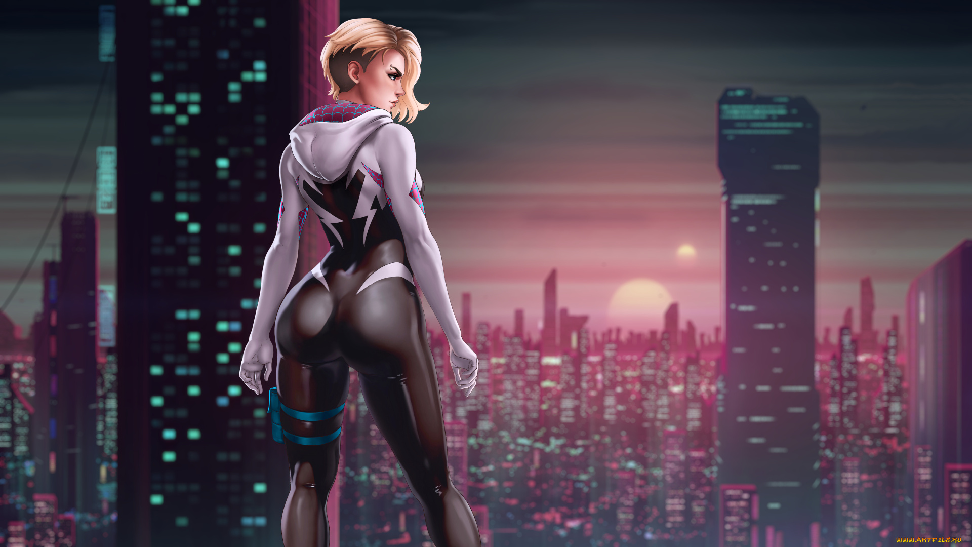 рисованное, комиксы, artwork, marvel, comics, spider, gwen