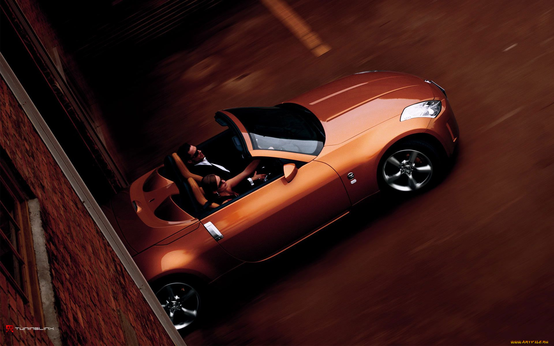 nissan, fairlady, z, автомобили, nissan, datsun, ниссан, кабриолет, оранжевый, люди, дом