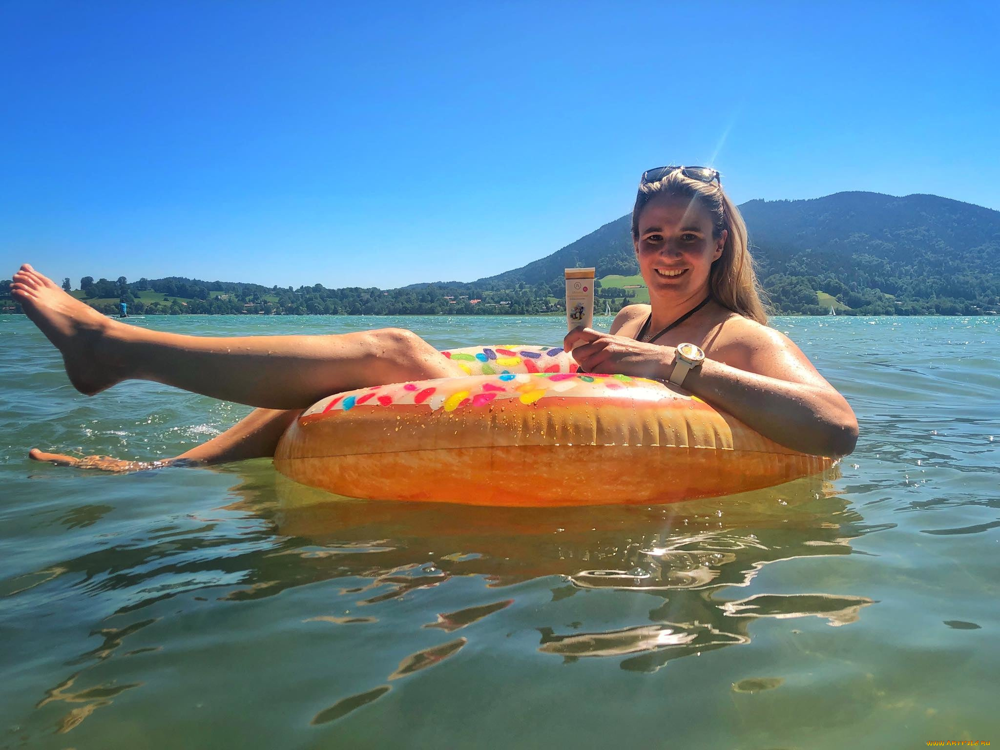 девушки, -, блондинки, , светловолосые, очки, часы, крем, круг, море