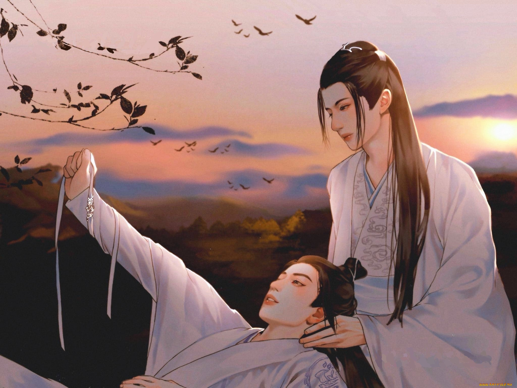 рисованное, кино, , мультфильмы, вэй, усянь, лань, ванцзы, лента, птицы