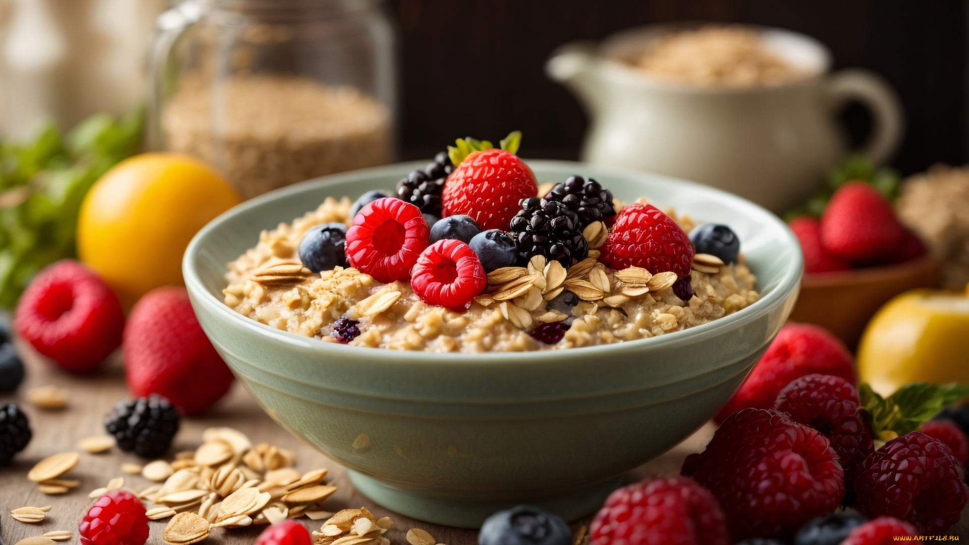 3д, графика, еда-, food, овсянка