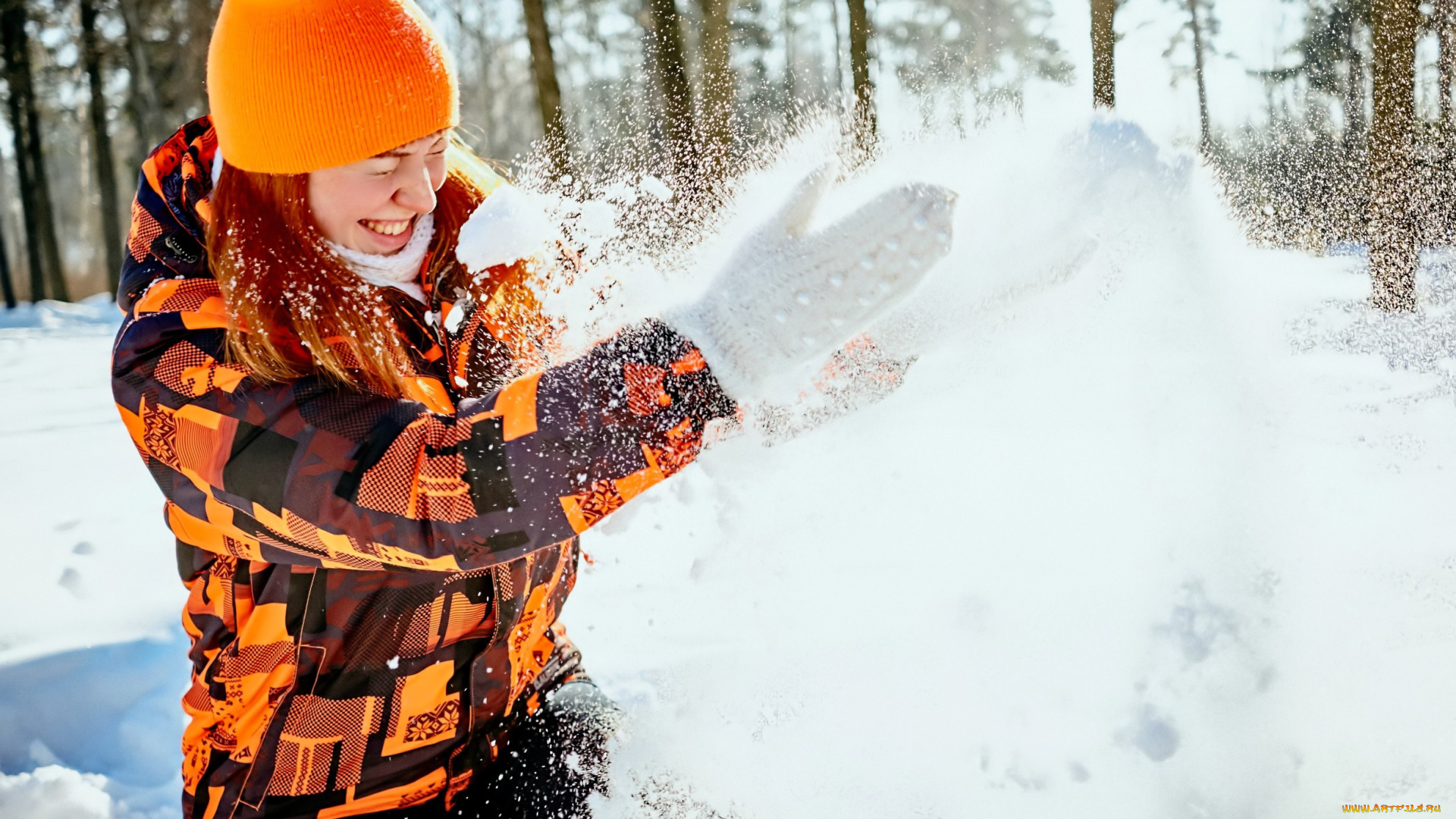 девушки, юлия, огородникова, шапка, куртка, снег, веселье