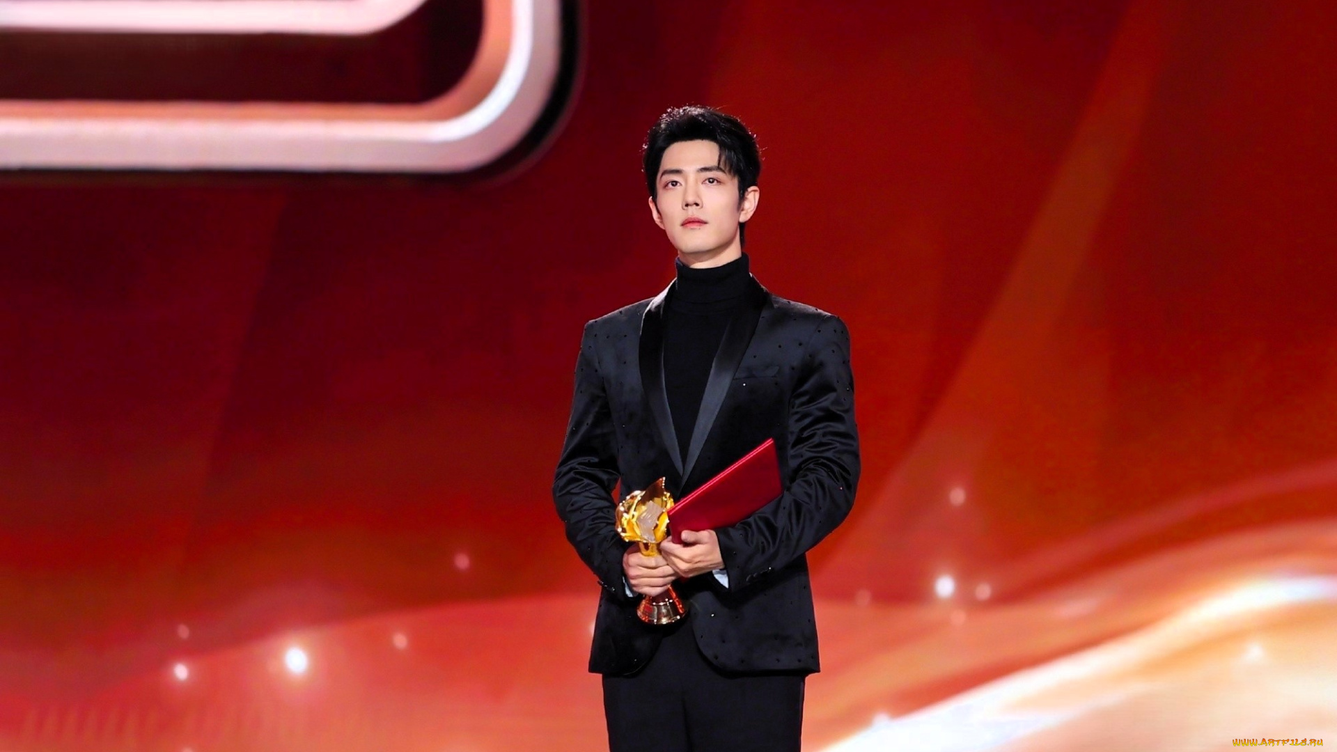 мужчины, xiao, zhan, актер, костюм, сцена, папка, награда