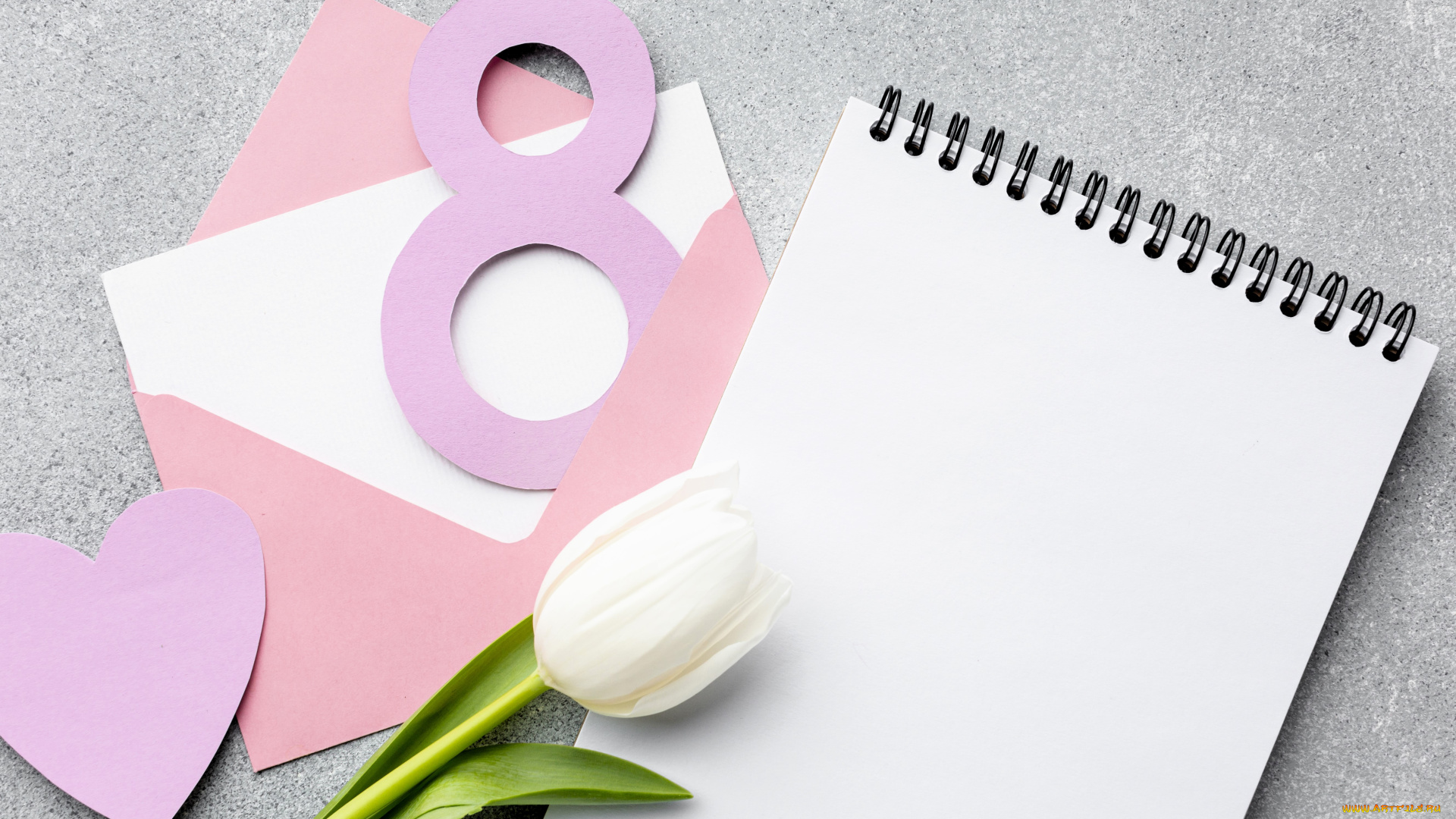 праздничные, международный, женский, день, -, 8, марта, цифра, конверт, письмо, сердечко, тюльпан, блокнот