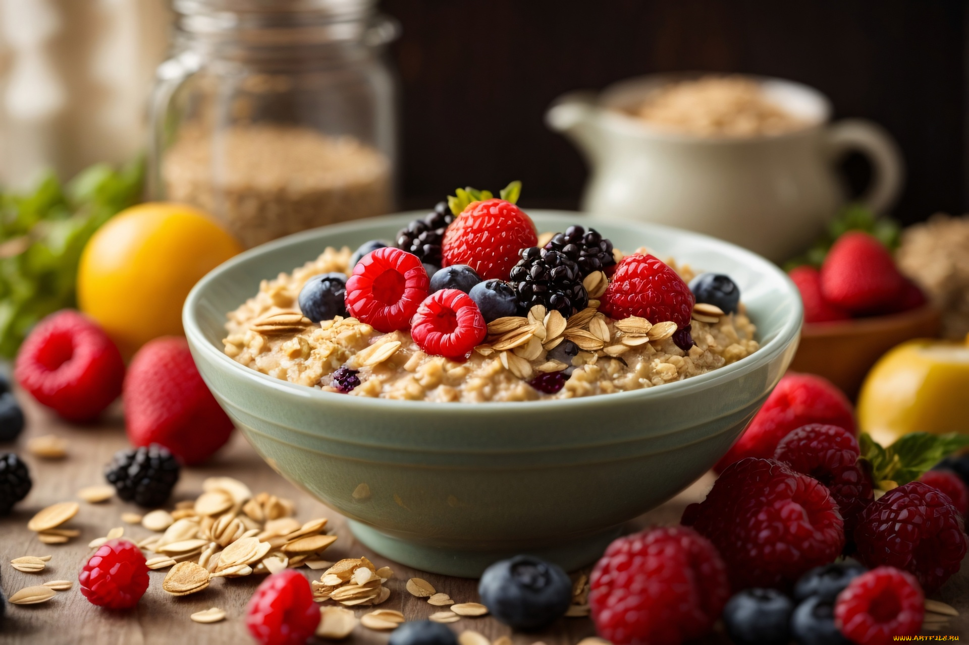 3д, графика, еда-, food, овсянка