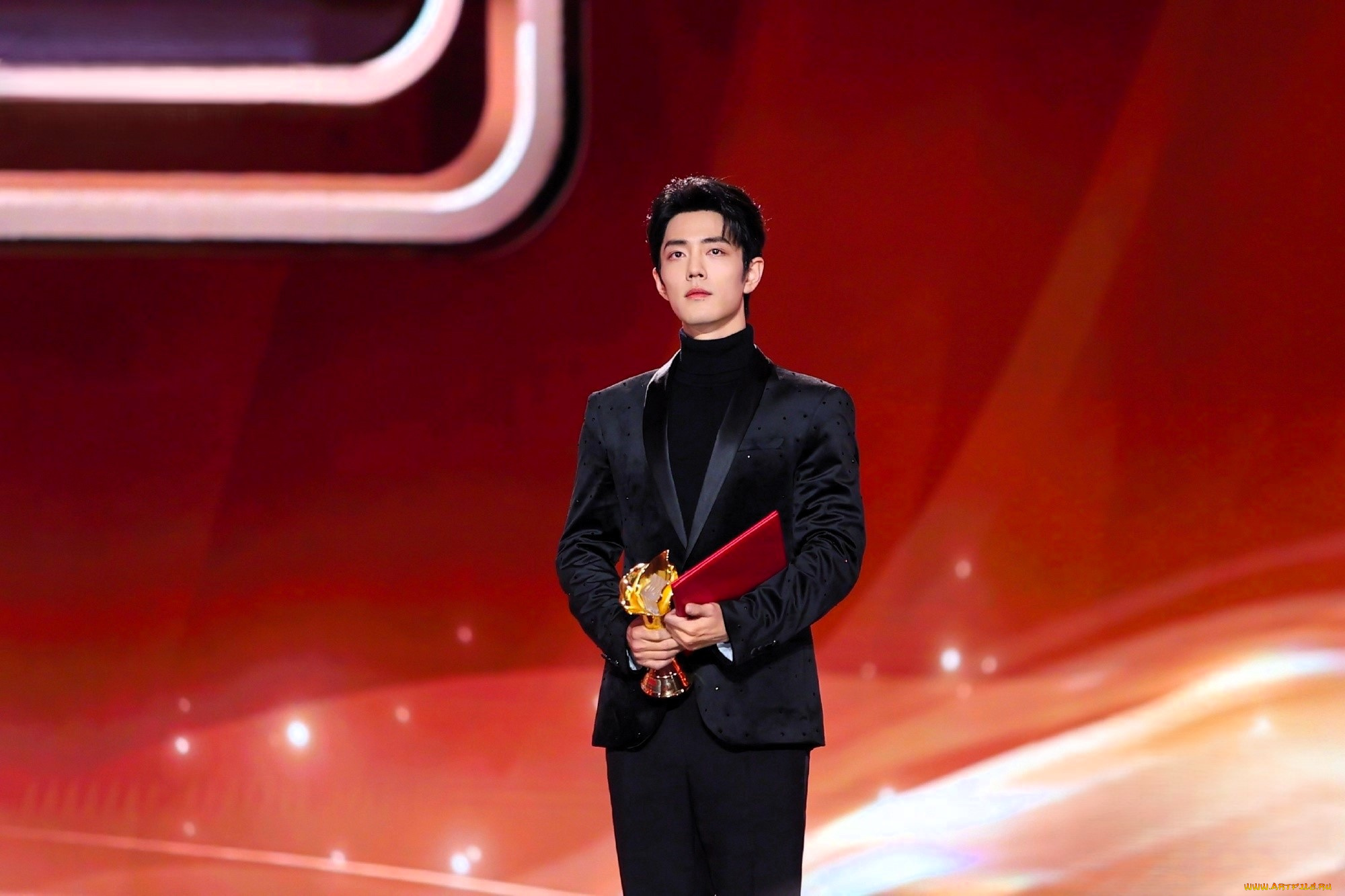 мужчины, xiao, zhan, актер, костюм, сцена, папка, награда