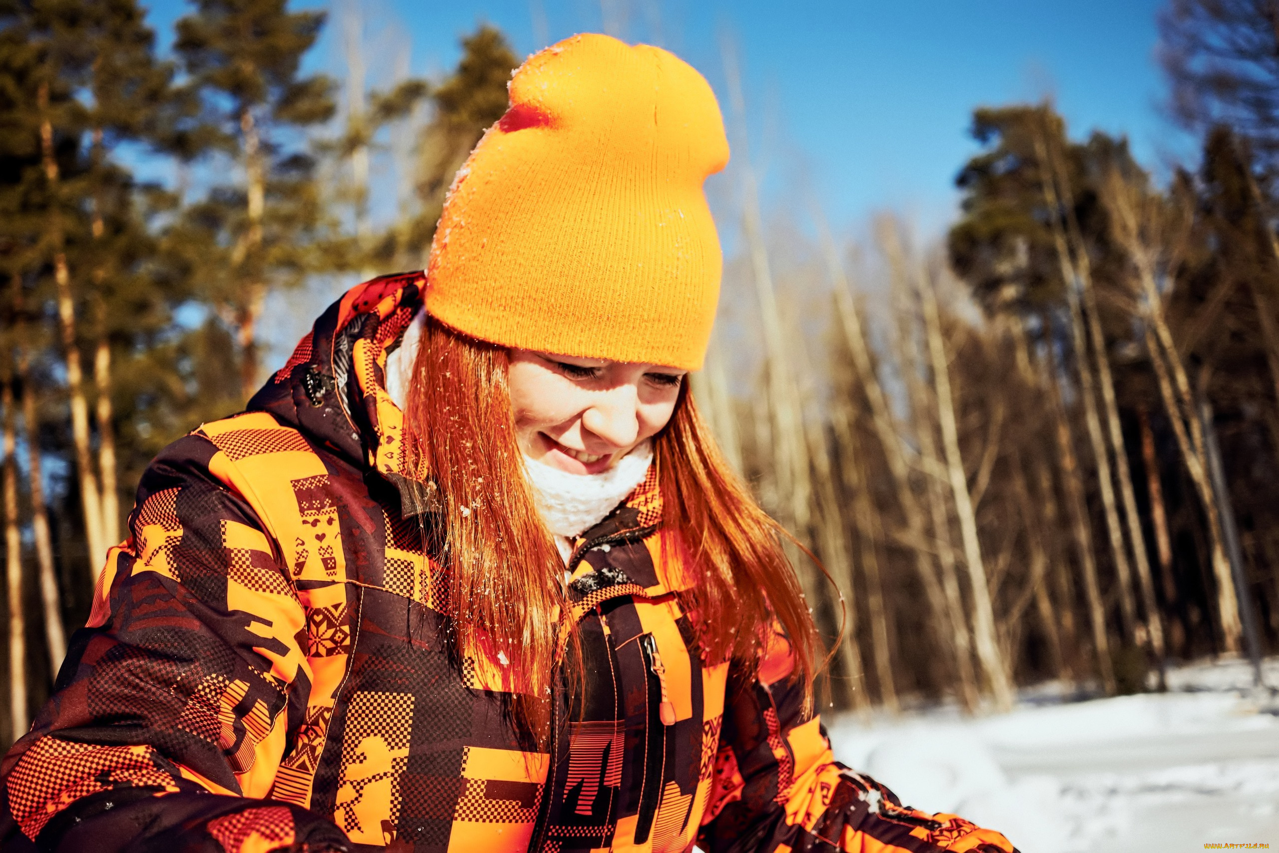 девушки, юлия, огородникова, шапка, куртка, снег, веселье