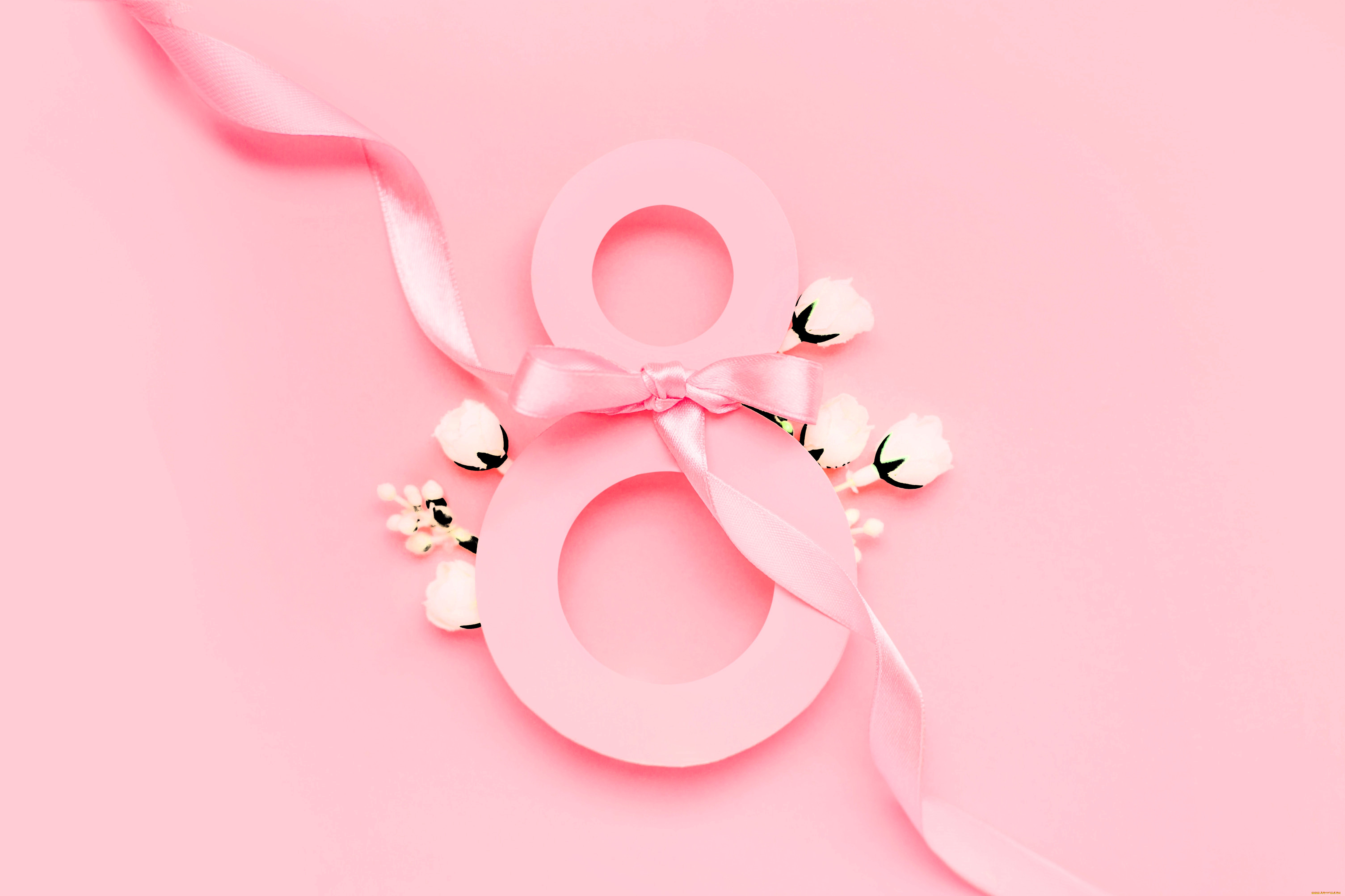 праздничные, международный, женский, день, -, 8, марта, цифра, лента, цветы