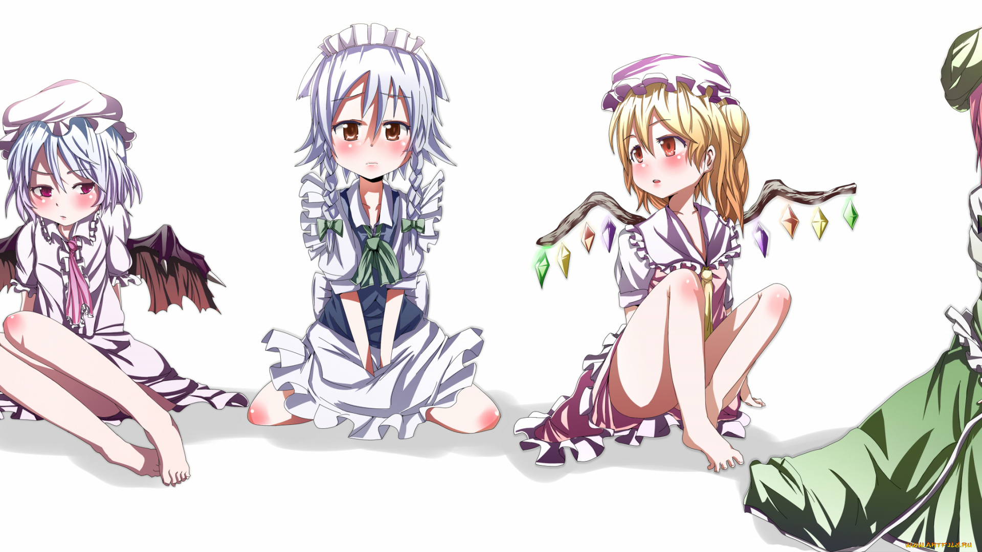 аниме, touhou, remilia, scarlet, flandre, izayoi, sakuya, patchouli, knowledge, hong, meiling