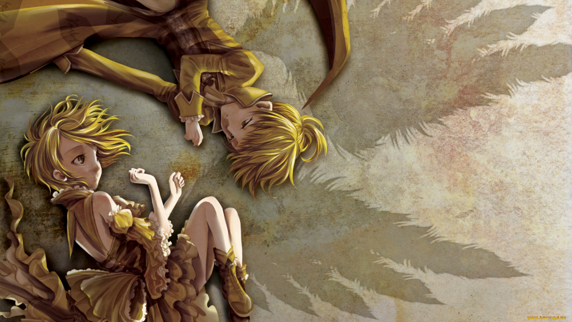 аниме, vocaloid, kagamine, len, rin