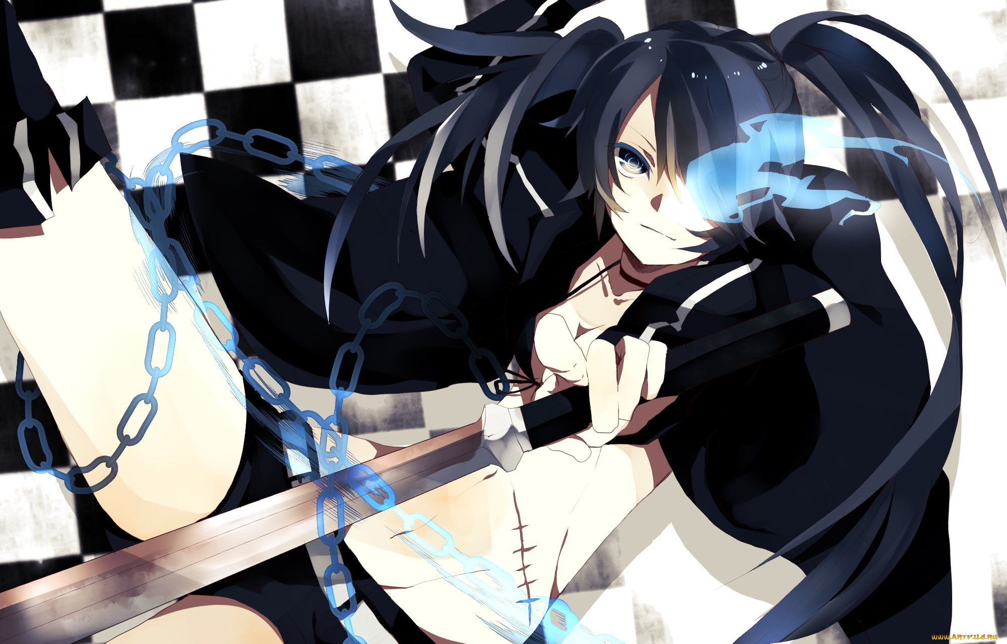 аниме, black, rock, shooter