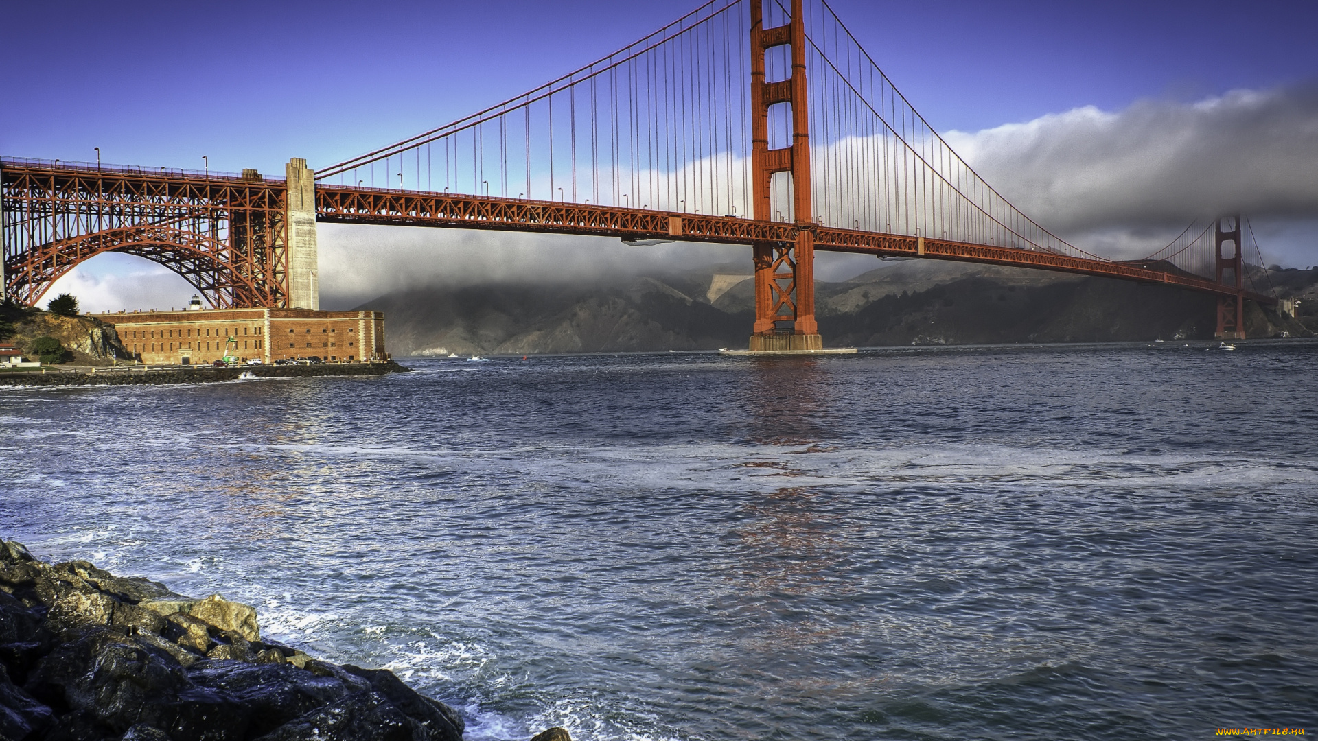 города, сан, франциско, сша, мост, вода