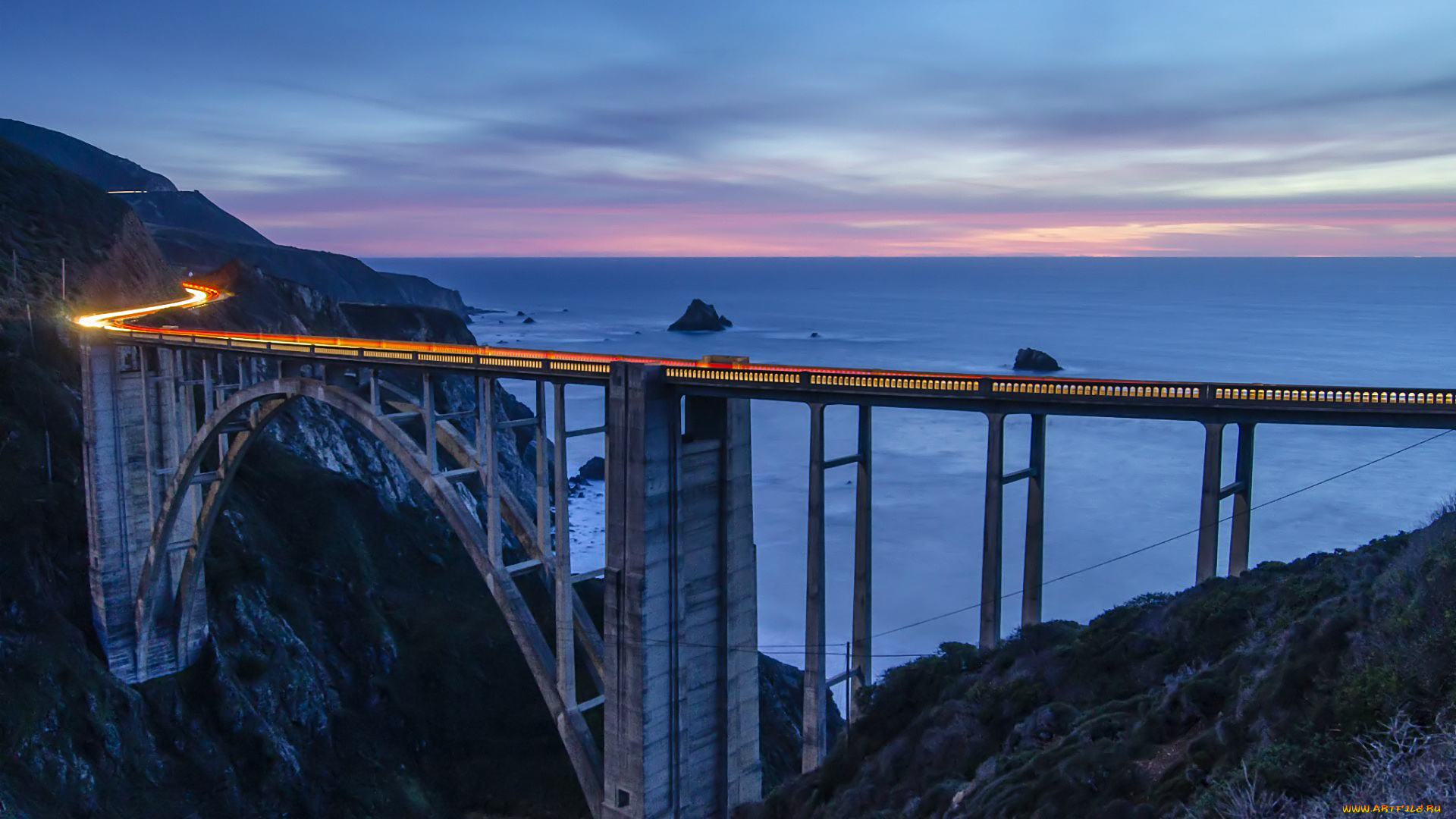 мост, биксби, биг, сюр, города, мосты, калифорния, сша