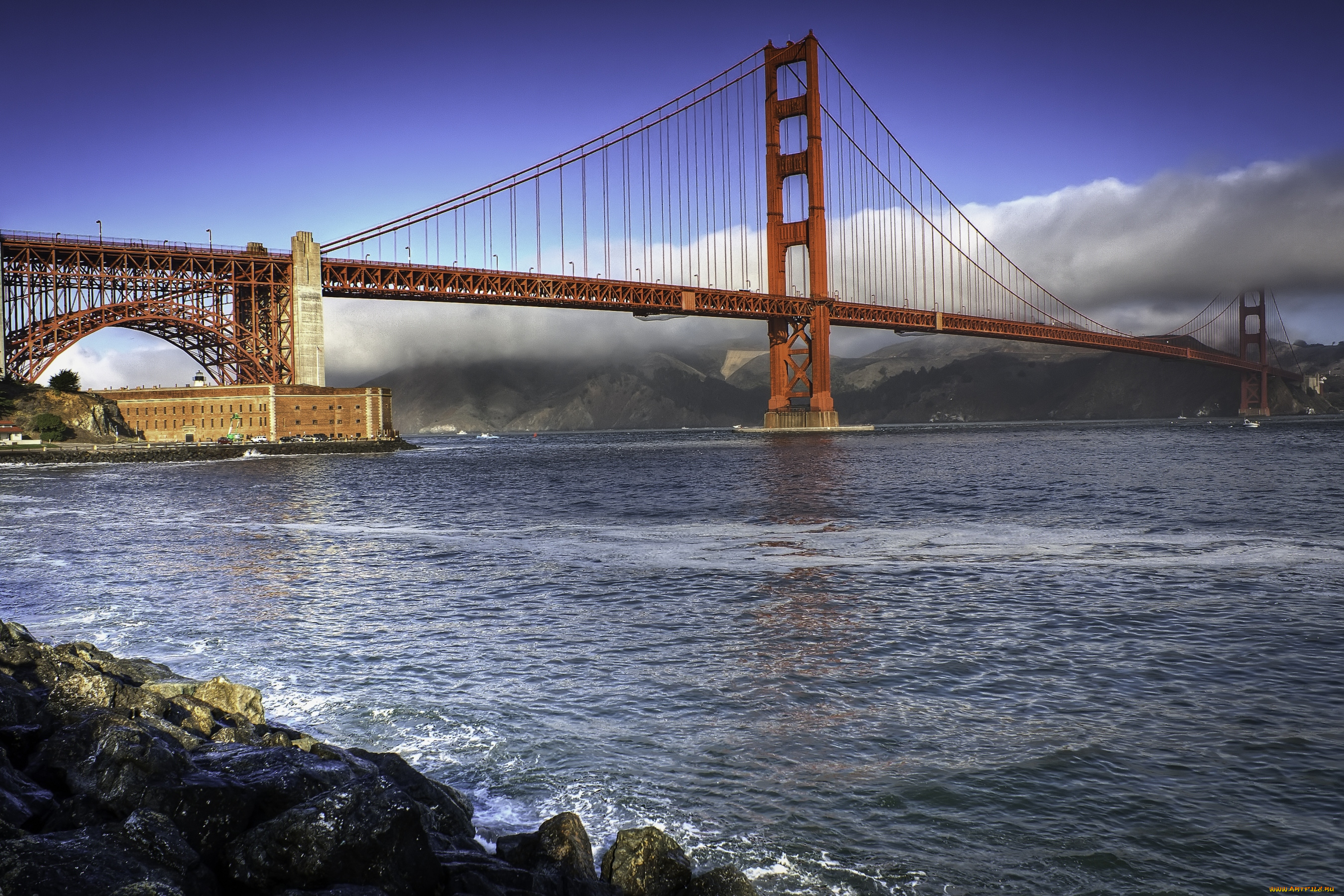 города, сан, франциско, сша, мост, вода