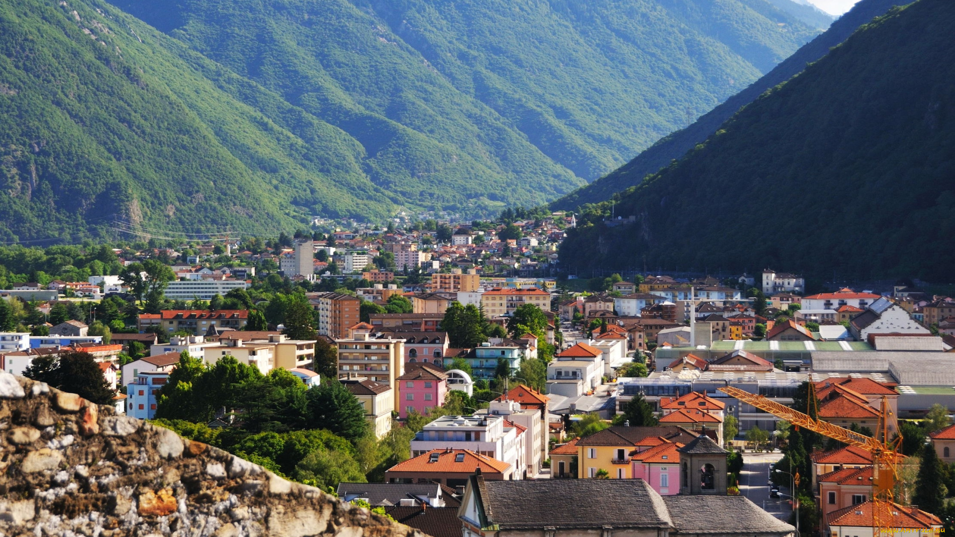 беллинцона, , швейцария, города, -, панорамы, долина, дома