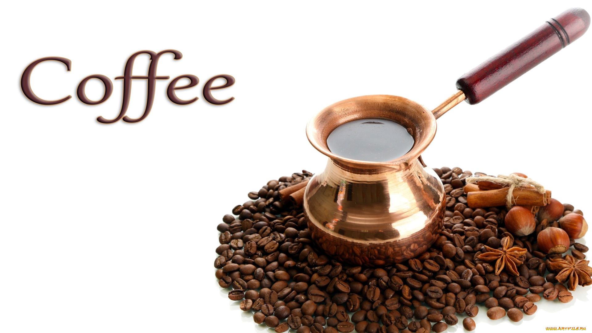 еда, кофе, , кофейные, зёрна, джезва, бадьян, орехи, зерна