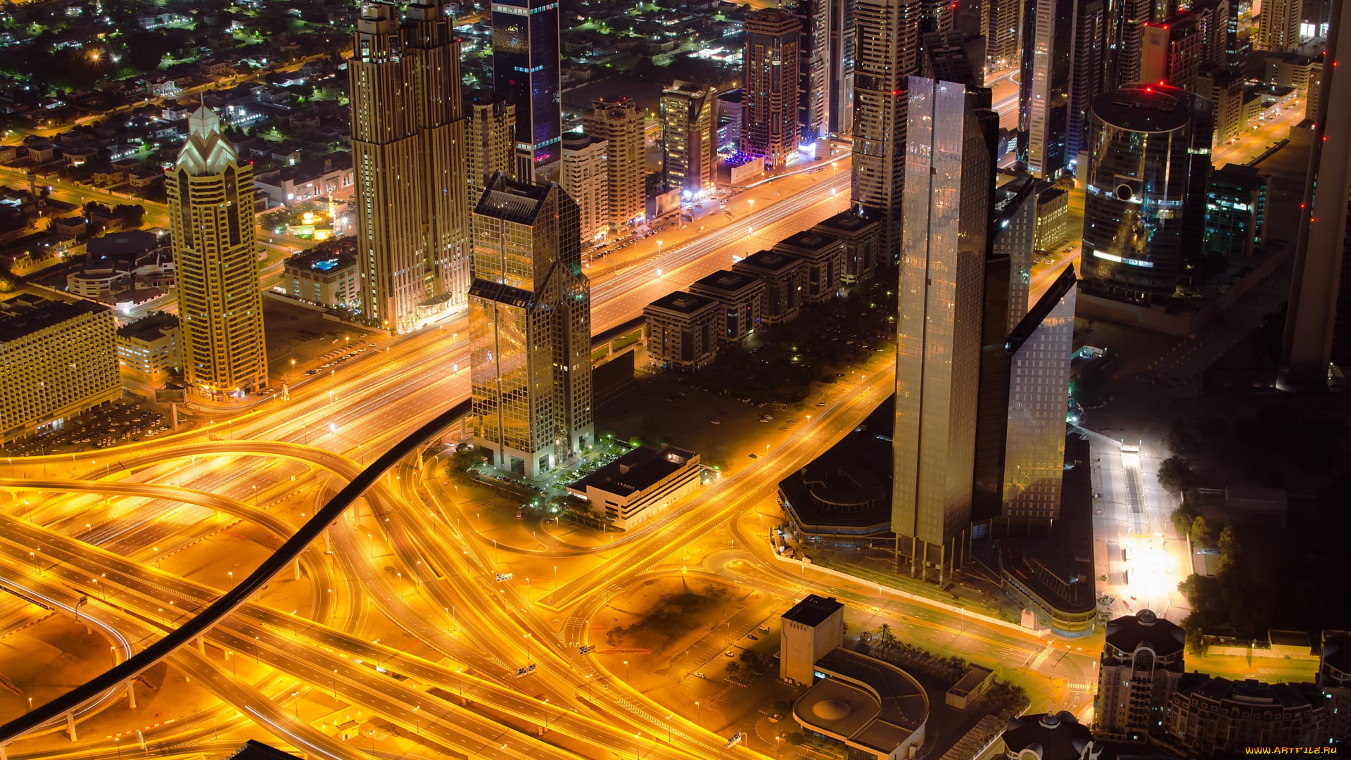 города, дубаи, , оаэ, ночной, город, огни, ночь, dubai