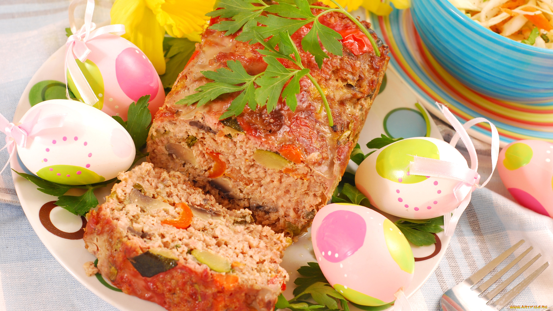 праздничные, пасха, праздник, праздничный, стол, яйца