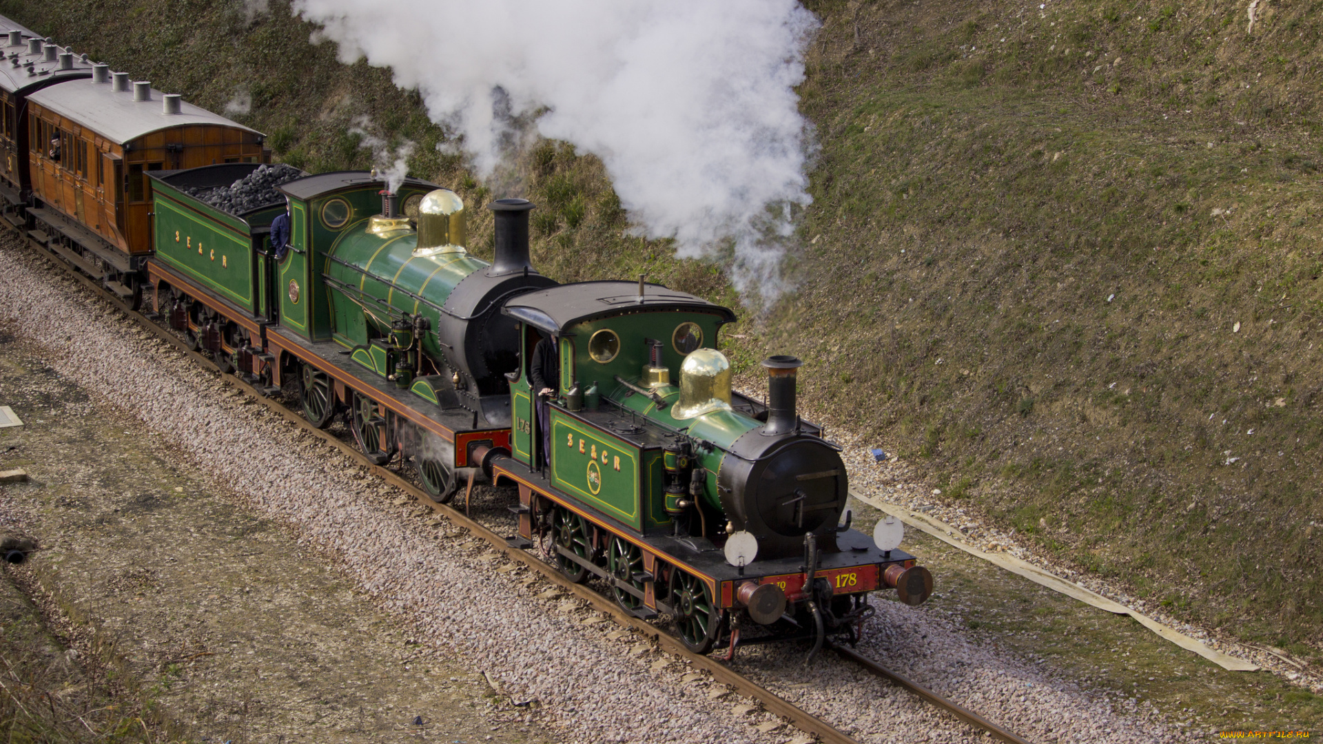 техника, паровозы, дорога, рельсы, железная, состав, паровоз