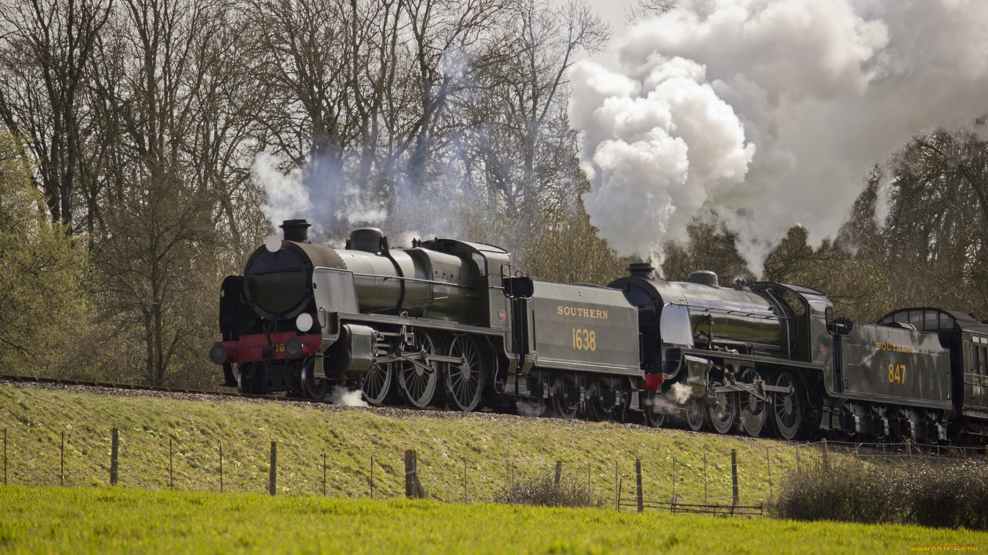 техника, паровозы, рельсы, дорога, состав, паровоз, железная